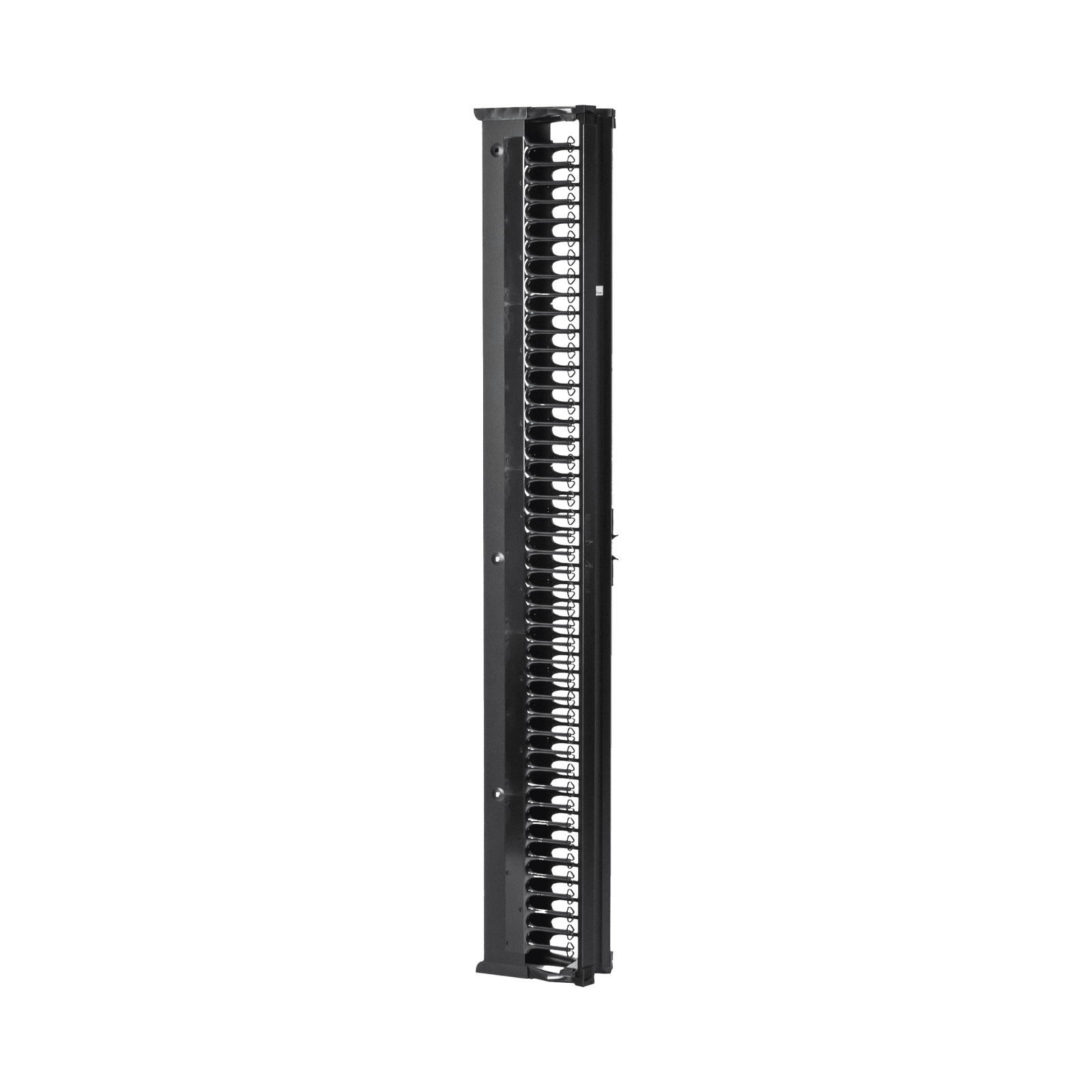 Organizador Vertical CableTek, Doble (Frontal y Posterior), Para Rack Abierto de 45 Unidades, 6 in de Ancho, Color Negro DV6D7 - HOFFMAN