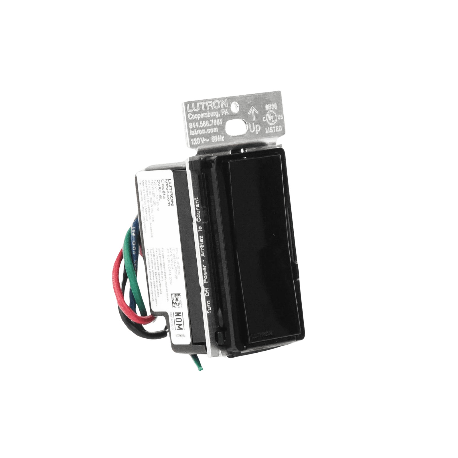 (Caseta Wireless) Atenuador de pared. Aumenta/Disminuye Intensidad de Iluminación. No requiere cable neutro. 150W LED / 600W INC/HAL DVRF6LBL - LUTRON CASETA WIRELESS