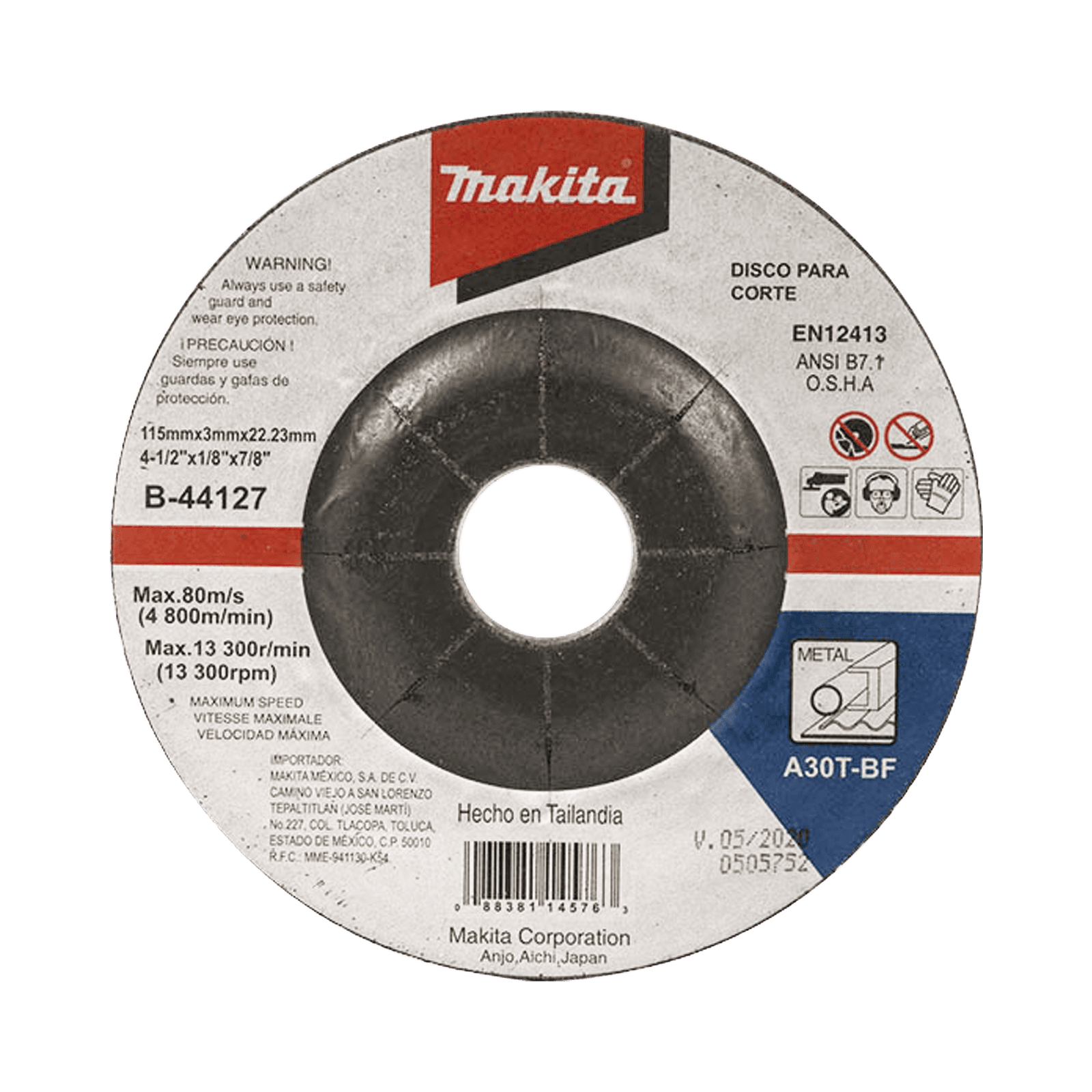 Disco de corte para metal de 4 1/2″ B-44127 - MAKITA