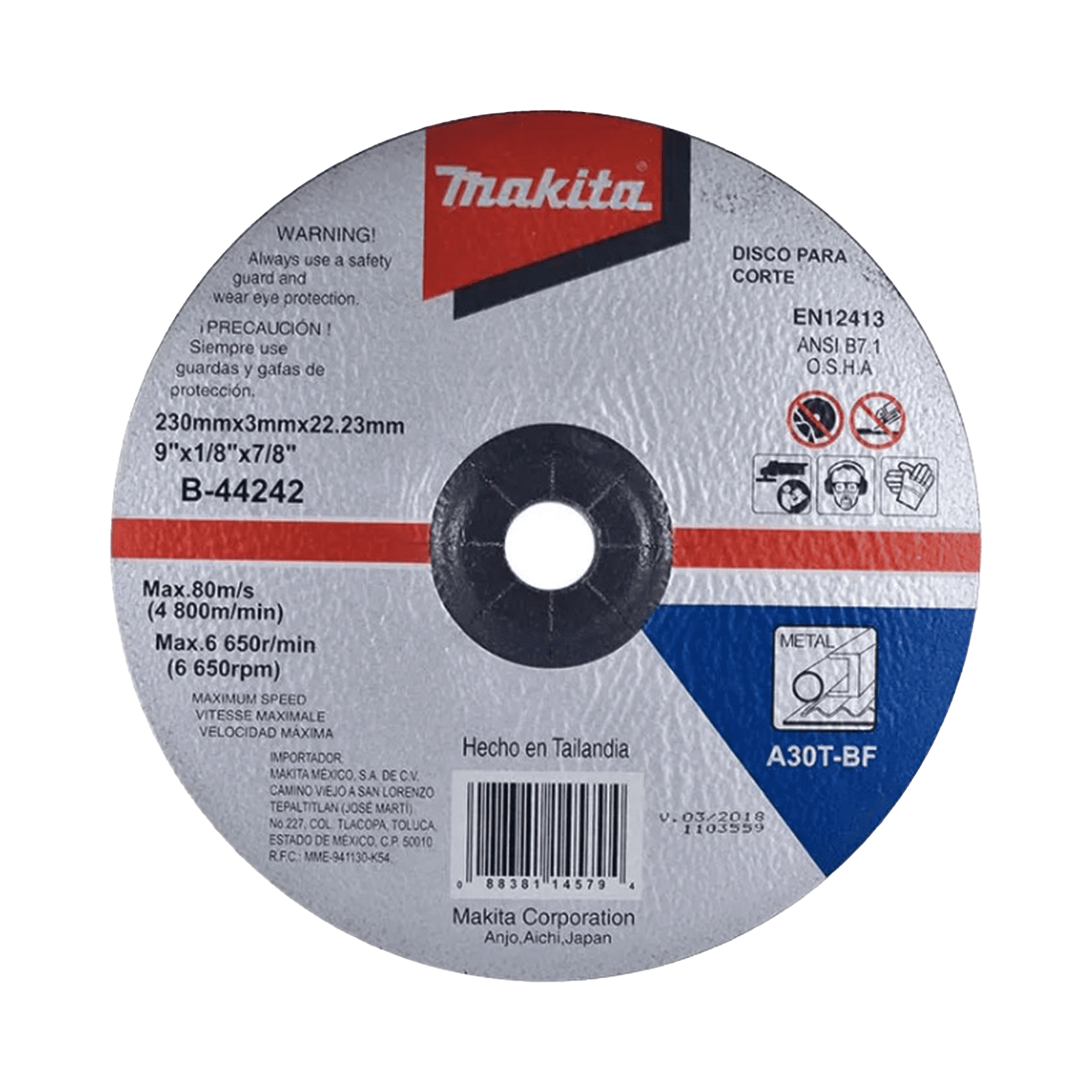 Disco de corte para metal de 9″ B-44242 - MAKITA