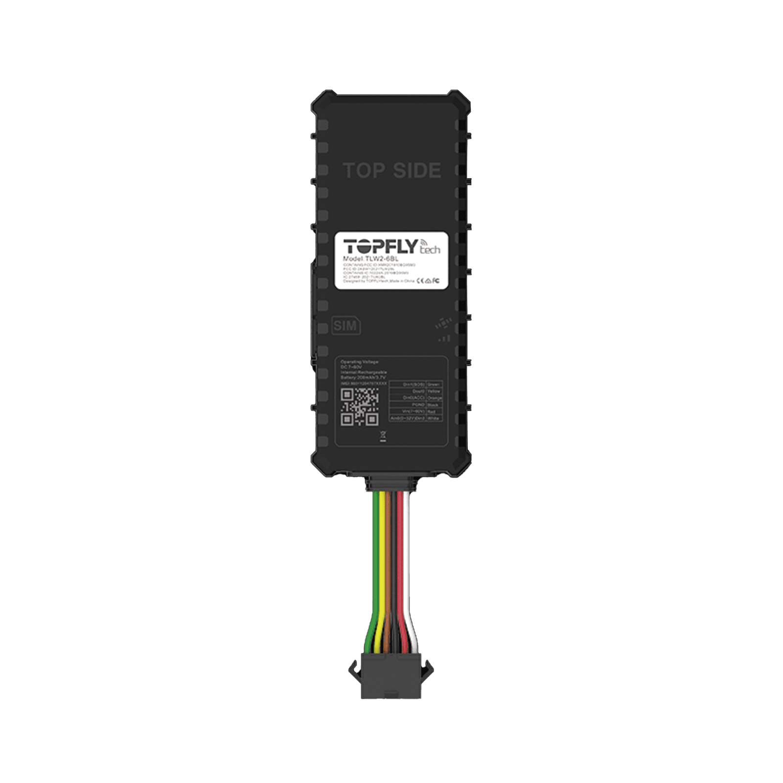 Dispositivo de localización para vehículos / Conectividad 4G LTE y BLE 5.0 / Diferentes tipos de notificaciones / Corte y restablecimiento de energía / Función SOS / (2) DIN / (1) DOUT / (1) AIN TLW2-6BL - TopFlyTech