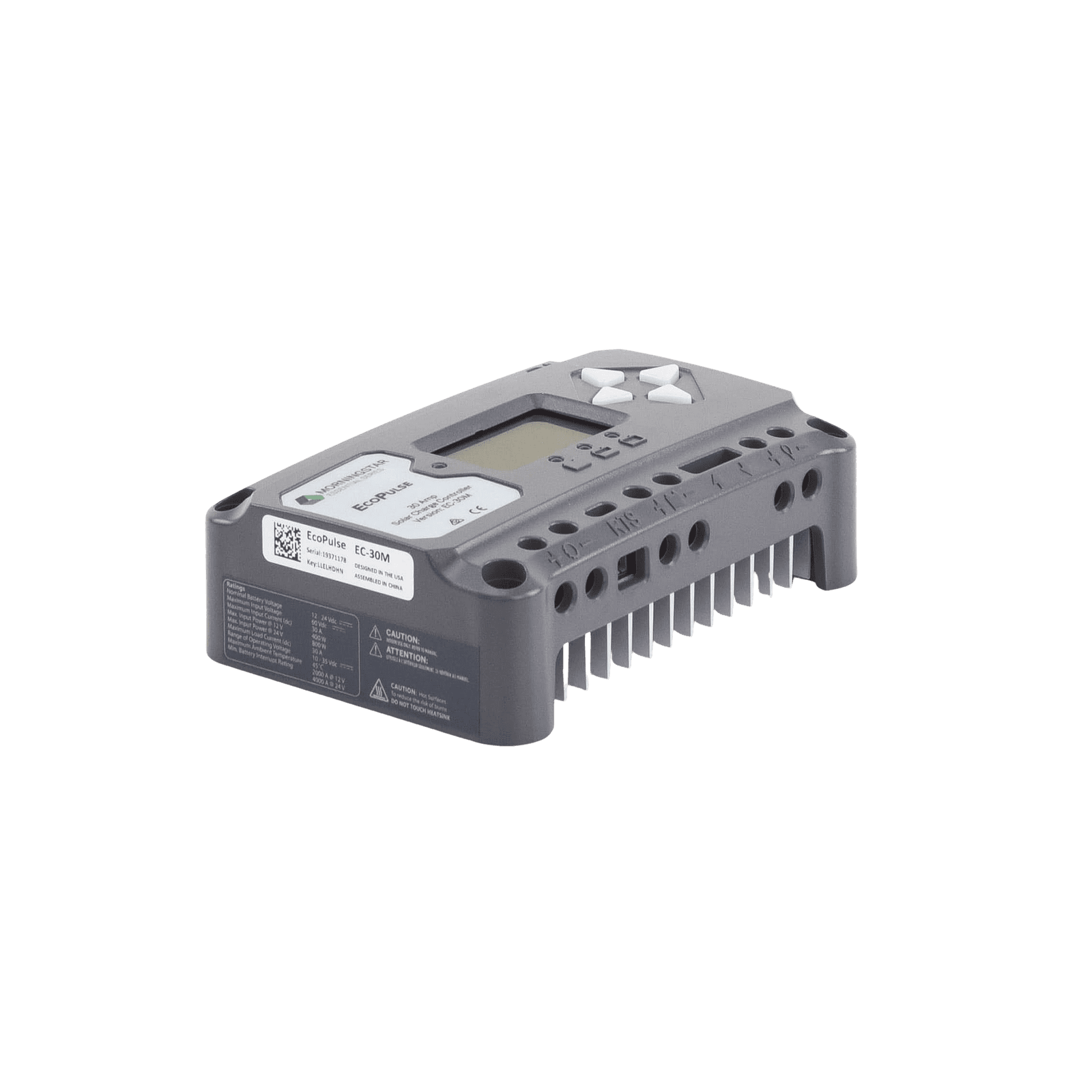 Controlador solar 12/24 Vcc  de 30 Amp. Con pantalla de medición EC-30M 97020 - MORNINGSTAR