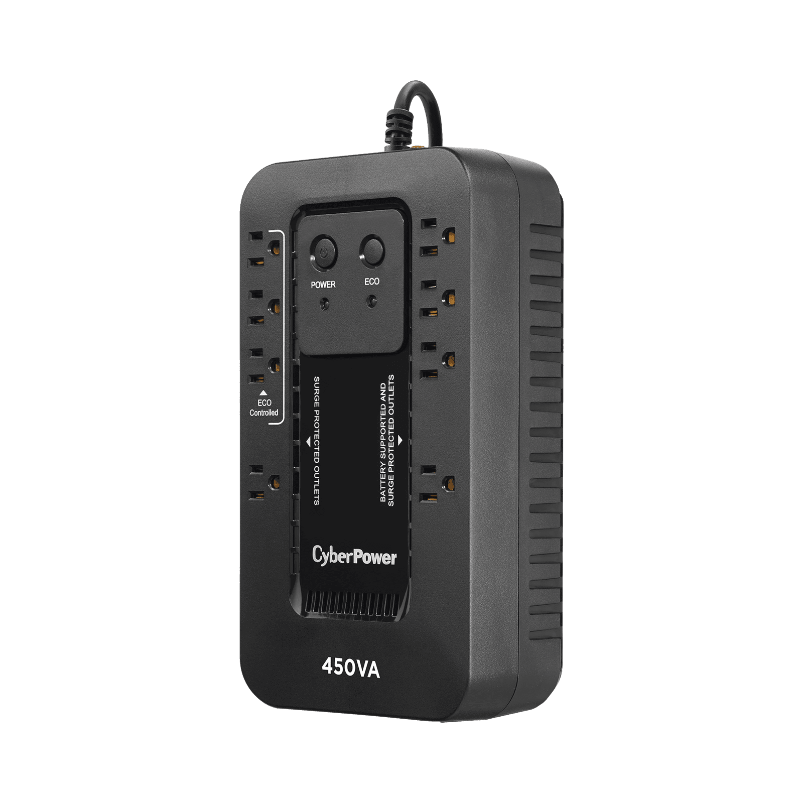UPS de 450 VA/260 W, Topología Standby con Modo Ahorrador ECO, Entrada 120 Vca NEMA 5-15P, Con 8 Tomas NEMA 5-15R EC450G - CyberPower