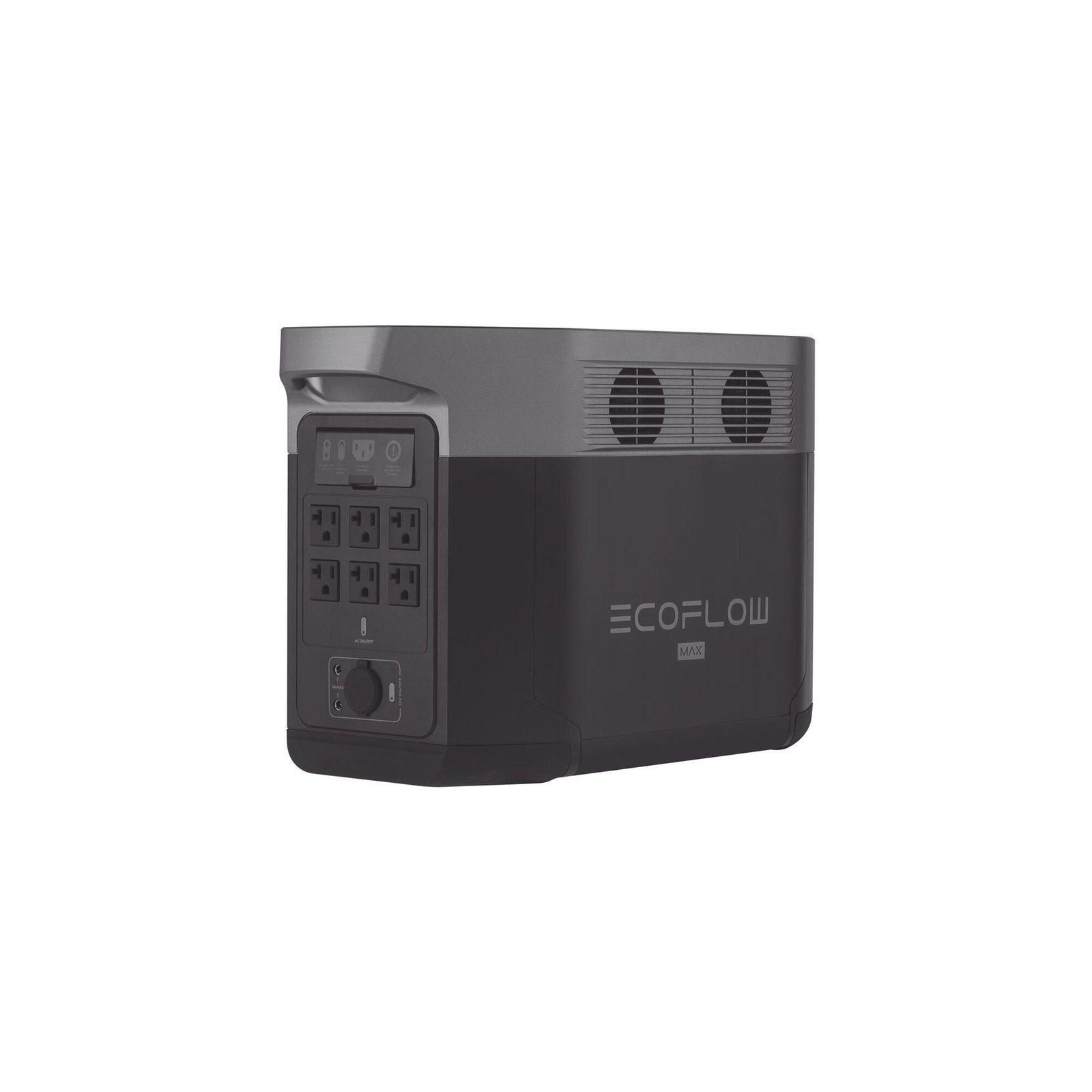 EcoFlow DELTA 2 MAX | Estación de Energía Portátil 2048Wh Litio LFP / 6 AC 2400 W (Max. 3400W) / 2 USB-C 100W / Capacidad para Aumentar Respaldo / Cargador de Coche 10A a 12.6V / Conectividad WiFi y Bluetooth (App) / Carga Solar 1000W EFD-350 - ECOFLOW
