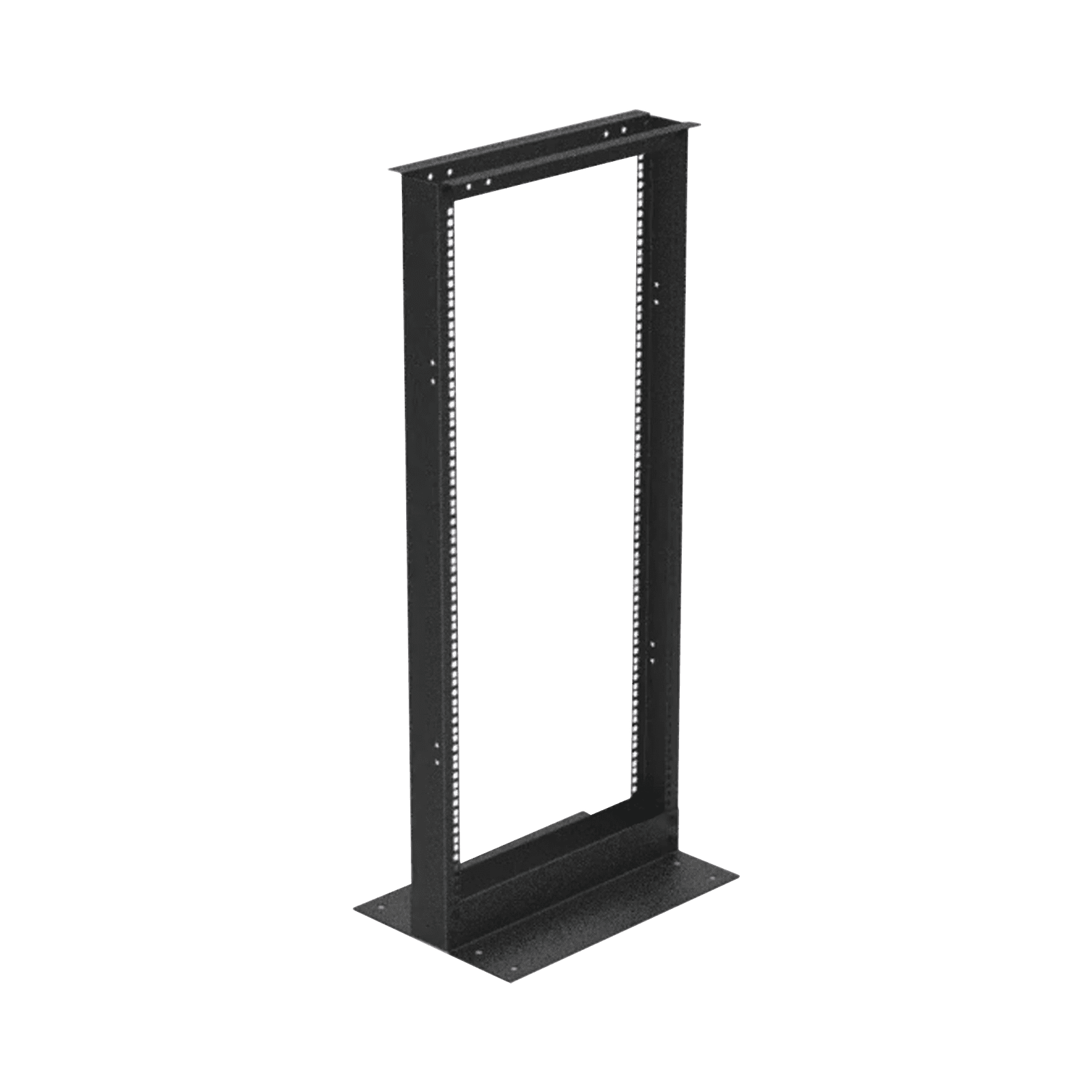 Rack de 2 Postes (Doble Perforación), Estándar 19″, 24 Unidades, Fabricado en Acero, Base “L” para Anclar a Piso. EI-RL-5524-DR - LINKEDPRO BY EPCOM