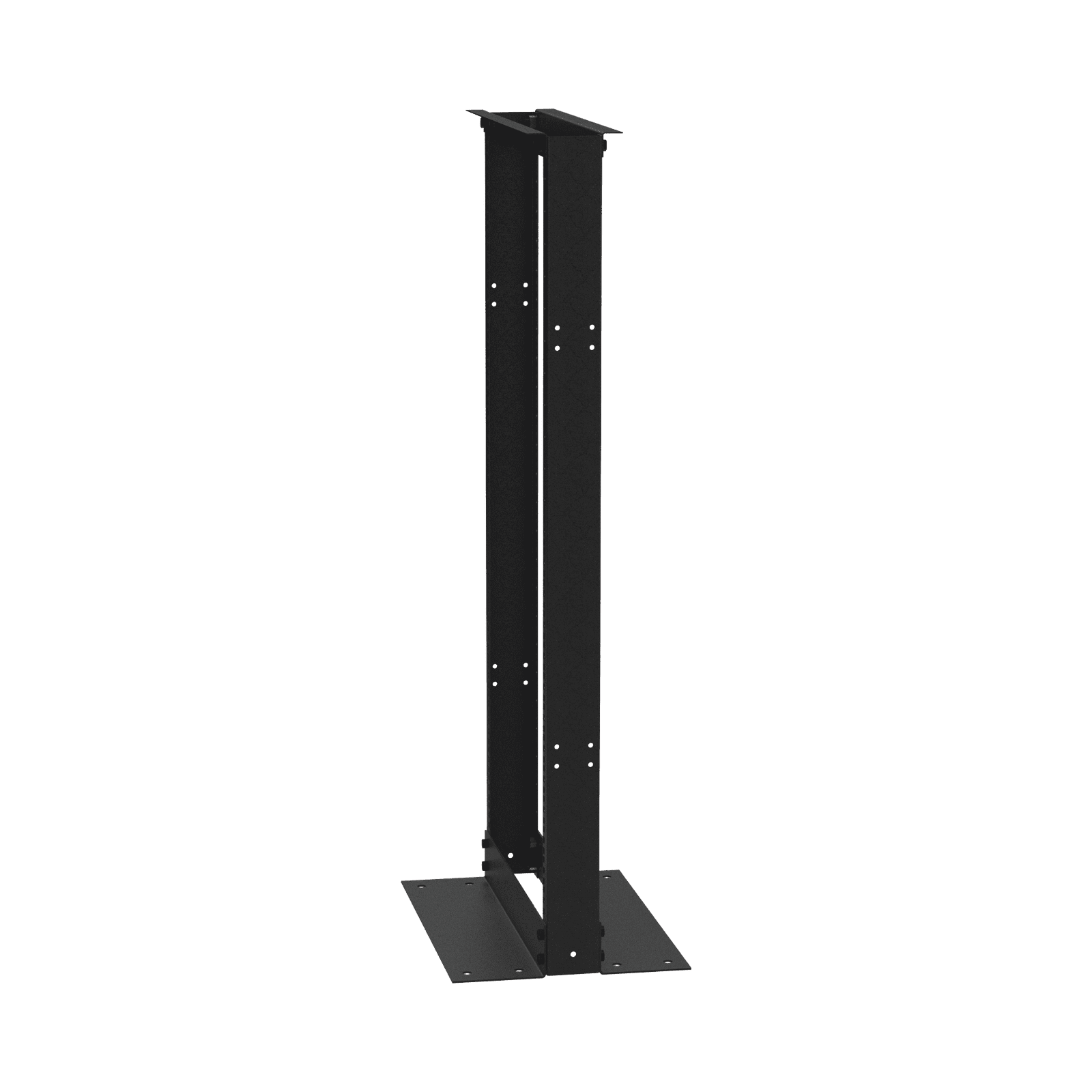 Rack de 2 Postes (Doble Perforación), Estándar 19″, 24 Unidades, Fabricado en Acero, Base “L” para Anclar a Piso. EI-RL-5524-DR - LINKEDPRO BY EPCOM
