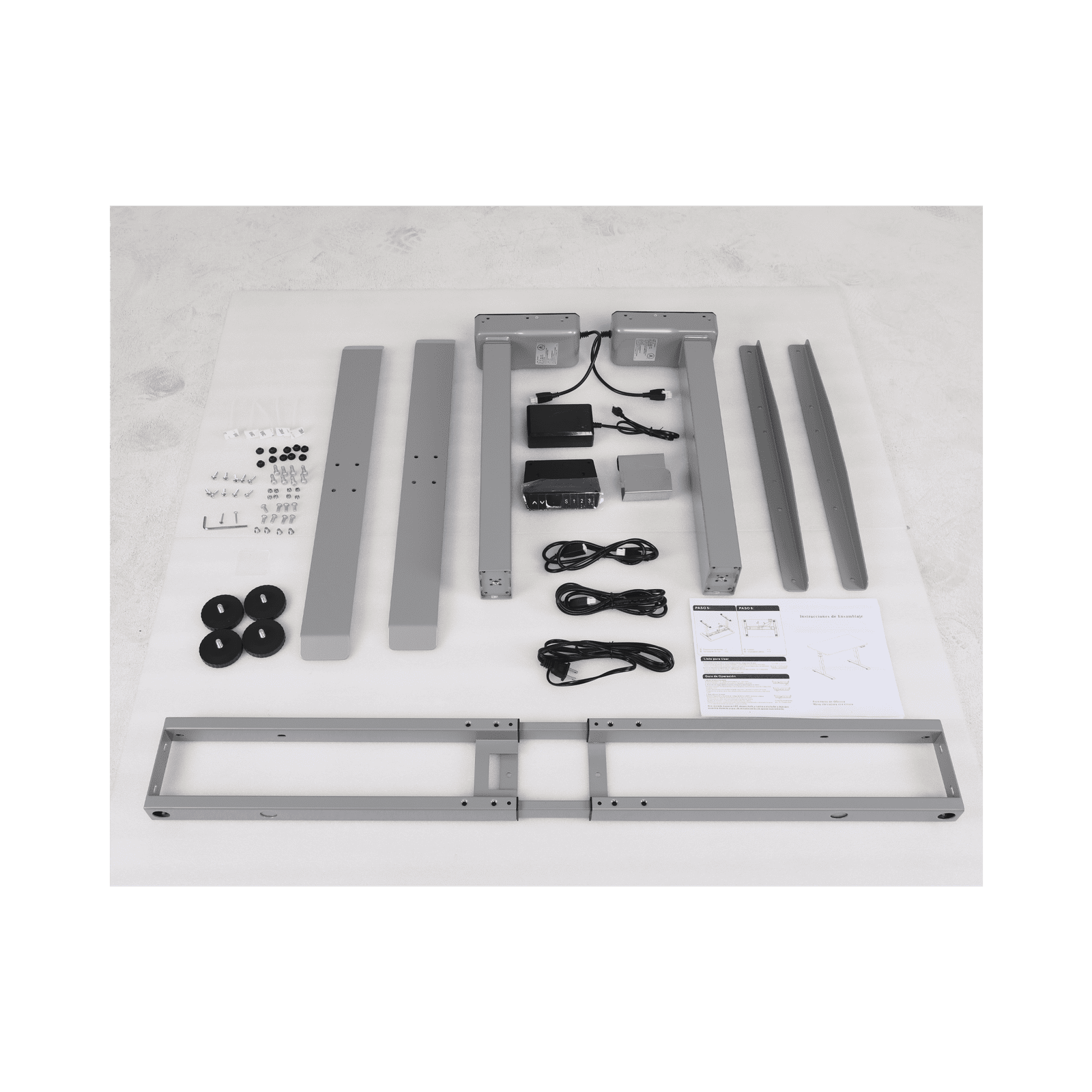 Base de Escritorio Motorizado Profesional / Altura Ajustable 60-125cm / Estructura Estable / Funcionamiento Suave / 3 Preset de Posiciones / Color Gris / Soporta hasta 100Kg de carga EM33-2A3 - EPCOM INDUSTRIAL