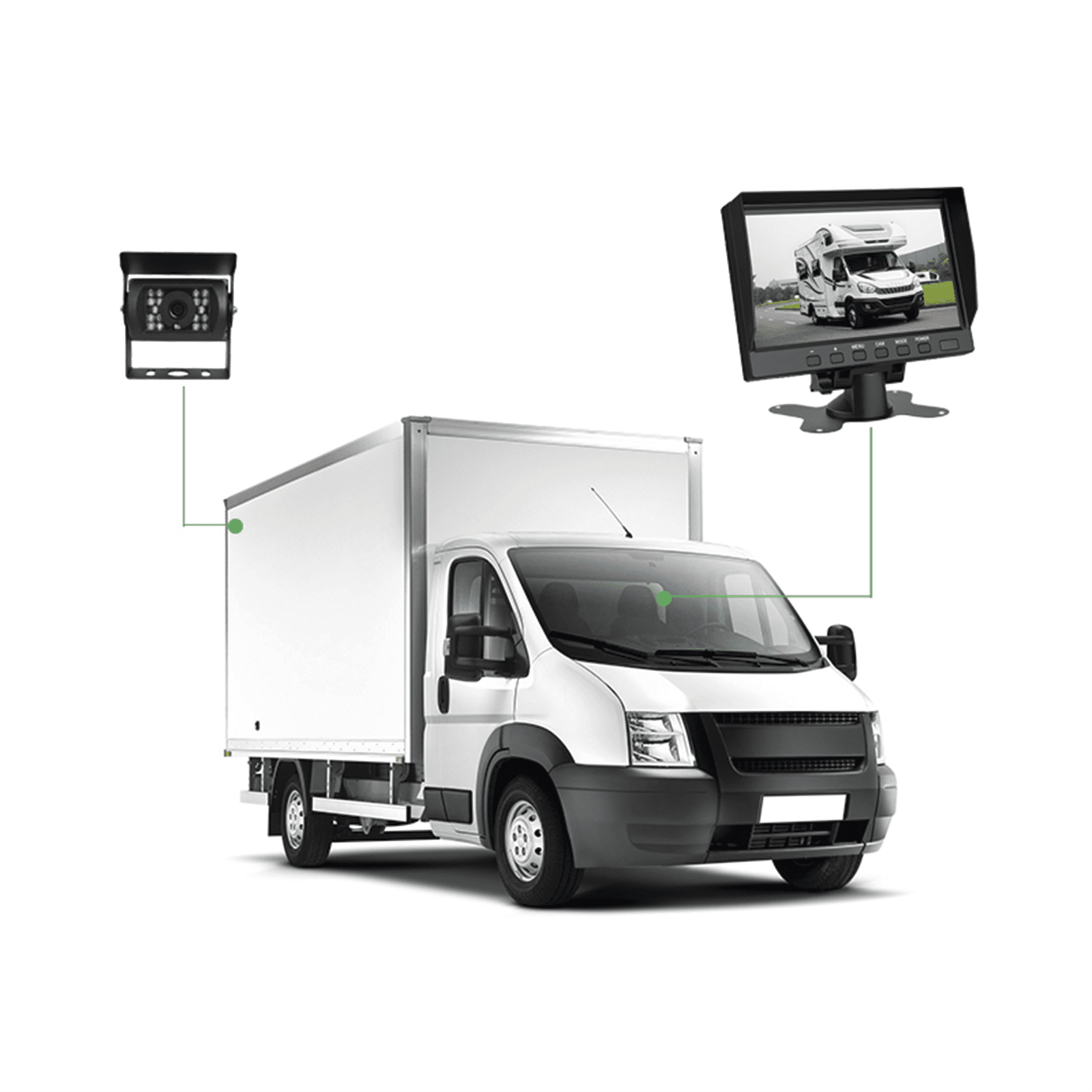Sistema Profesional de Cámara de Reversa y Monitor Alámbrico para Vehículos de Trabajo y Montacargas EP790J - EPCOM