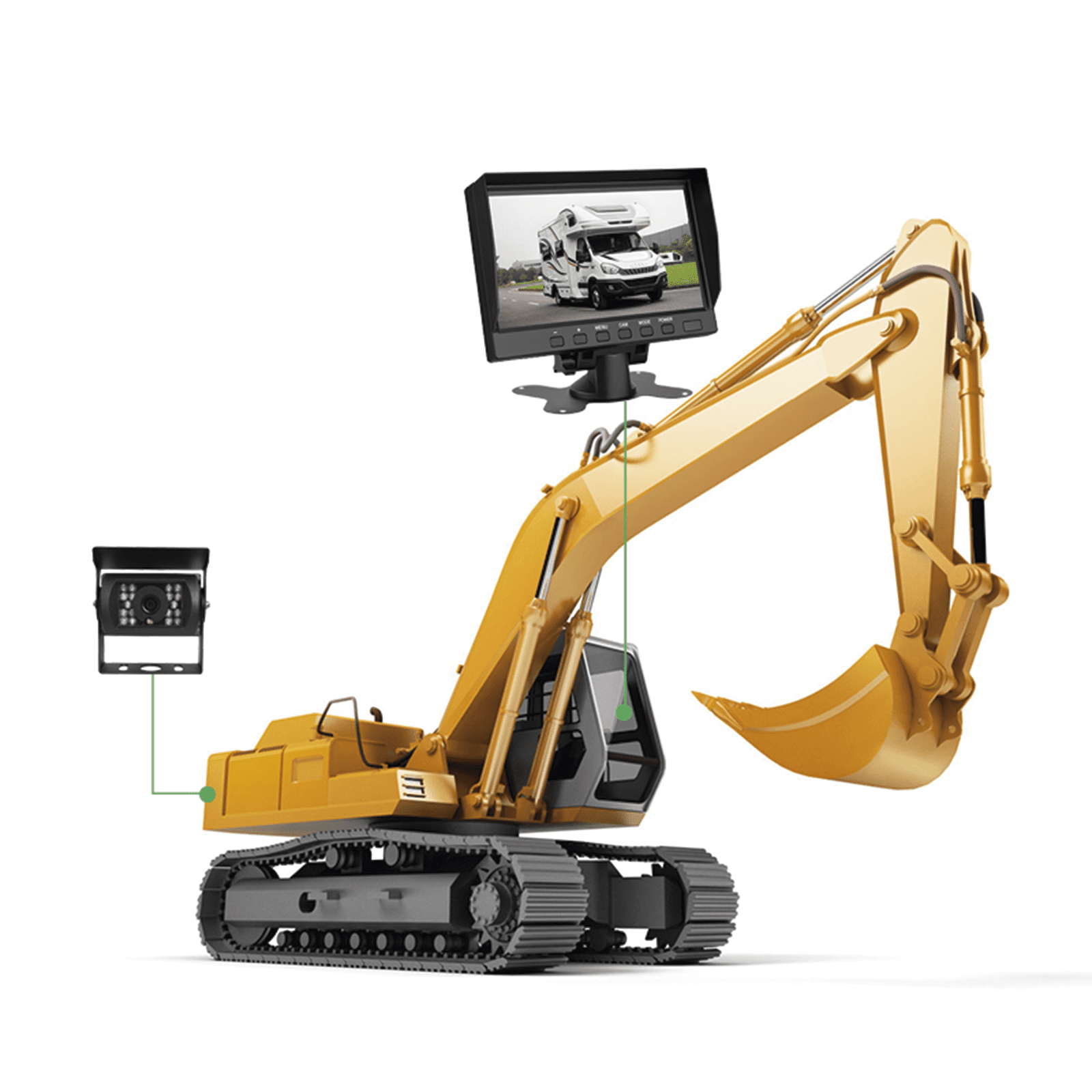 Sistema Profesional de Cámara de Reversa y Monitor Alámbrico para Vehículos de Trabajo y Montacargas EP790J - EPCOM