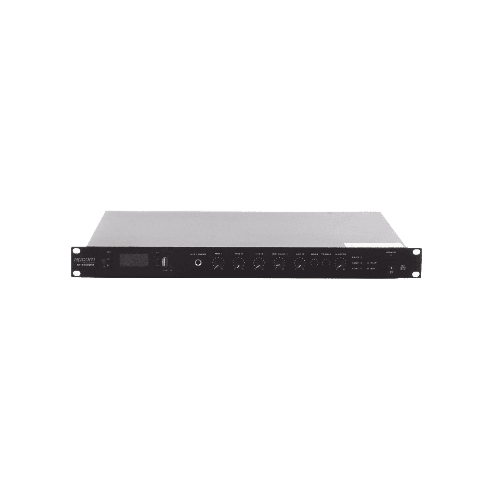 Amplificador de Audio | 1 canal | 350 W | Sistema 100V y Baja Impedancia | 4 Entradas de Micrófono Balanceadas | Bluetooth | USB | SD | FM | Montaje en Rack EP-B350DTB - EPCOM PROAUDIO