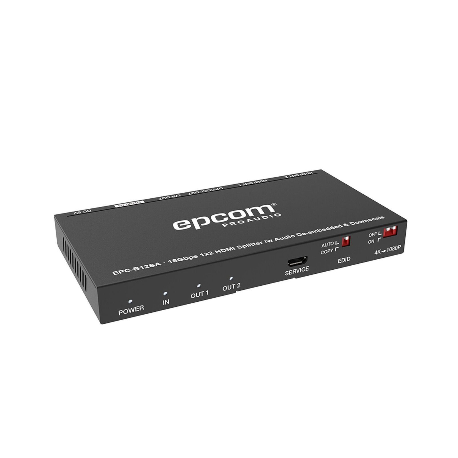 Splitter HDMI 1×2 | 4K@60Hz | Extractor de Audio | Down Scaler | HDR  4:4:4 | EDID | 18Gbps EPC-B12SA - EPCOM PROAUDIO