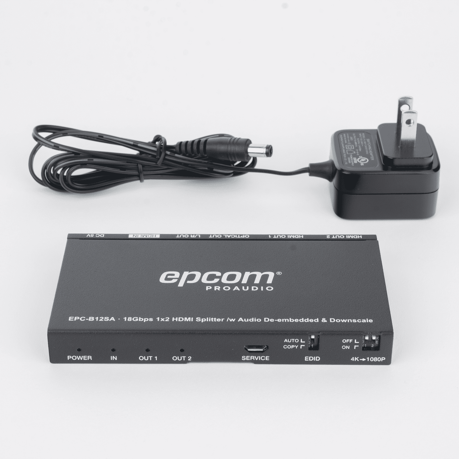 Splitter HDMI 1×2 | 4K@60Hz | Extractor de Audio | Down Scaler | HDR  4:4:4 | EDID | 18Gbps EPC-B12SA - EPCOM PROAUDIO