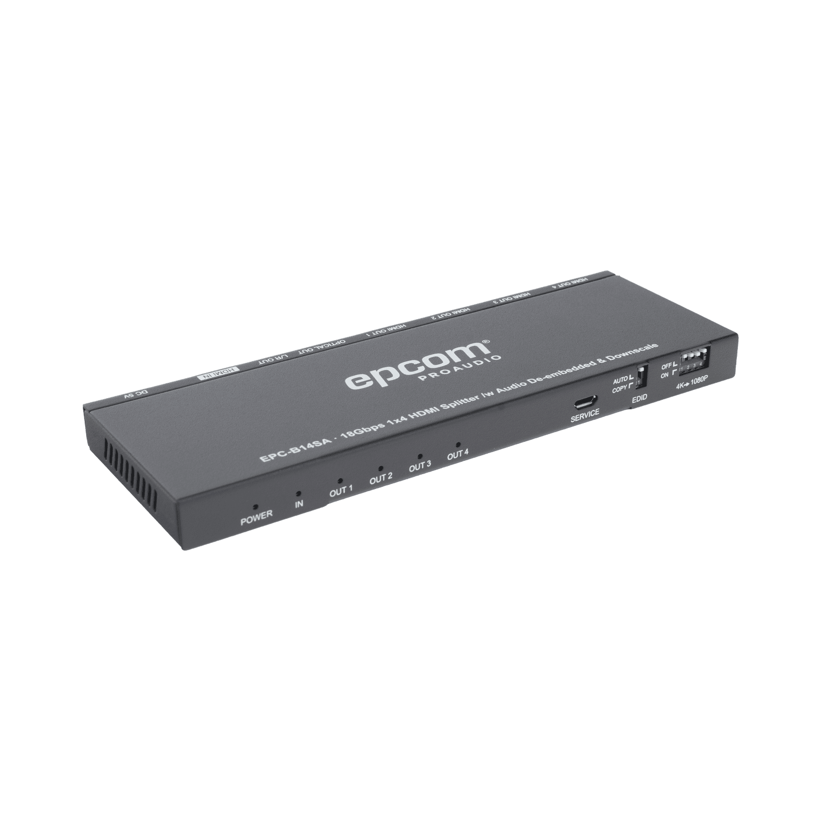 Splitter HDMI 1×4 | 4K@60Hz | Extractor de Audio | Down Scaler | HDR  4:4:4 | EDID | 18Gbps EPC-B14SA - EPCOM PROAUDIO
