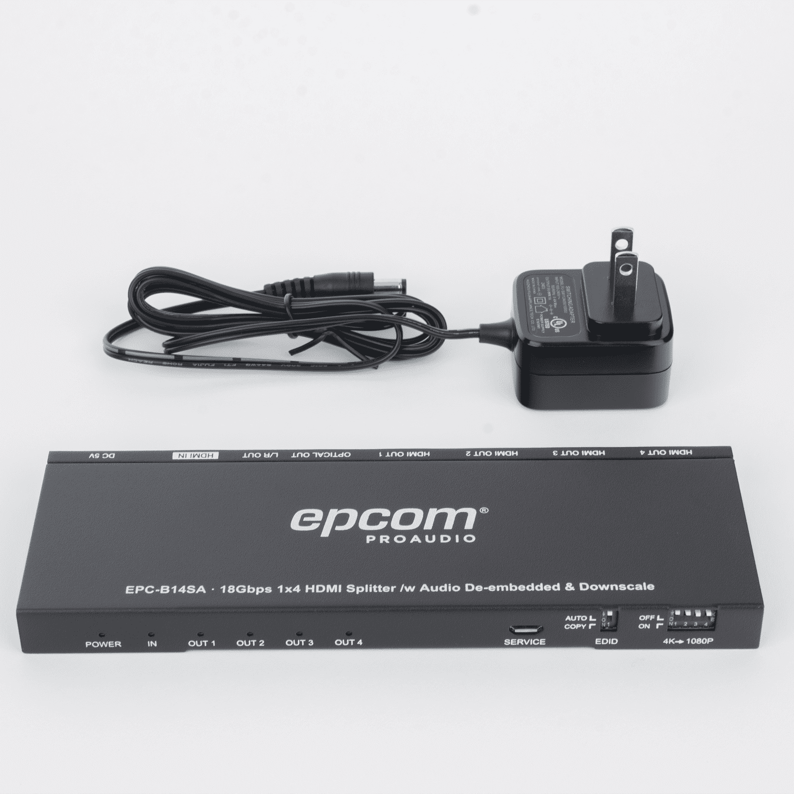 Splitter HDMI 1×4 | 4K@60Hz | Extractor de Audio | Down Scaler | HDR 4:4:4 | EDID | 18Gbps EPC-B14SA - EPCOM PROAUDIO