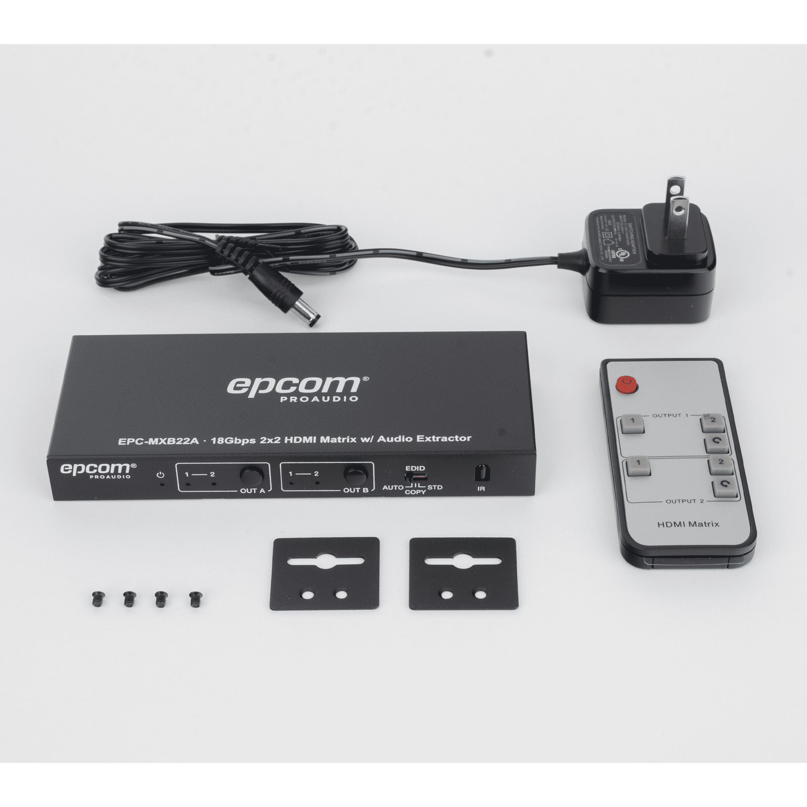 Matricial HDMI | 2×2 | 4K2K@60Hz | HDR | YCbCr 4:4:4 | EDID Auto | Extractor de Audio | Salida de audio análoga y digitalizados | HDCP 2.2 | 18 Gbps EPC-MXB22A - EPCOM PROAUDIO