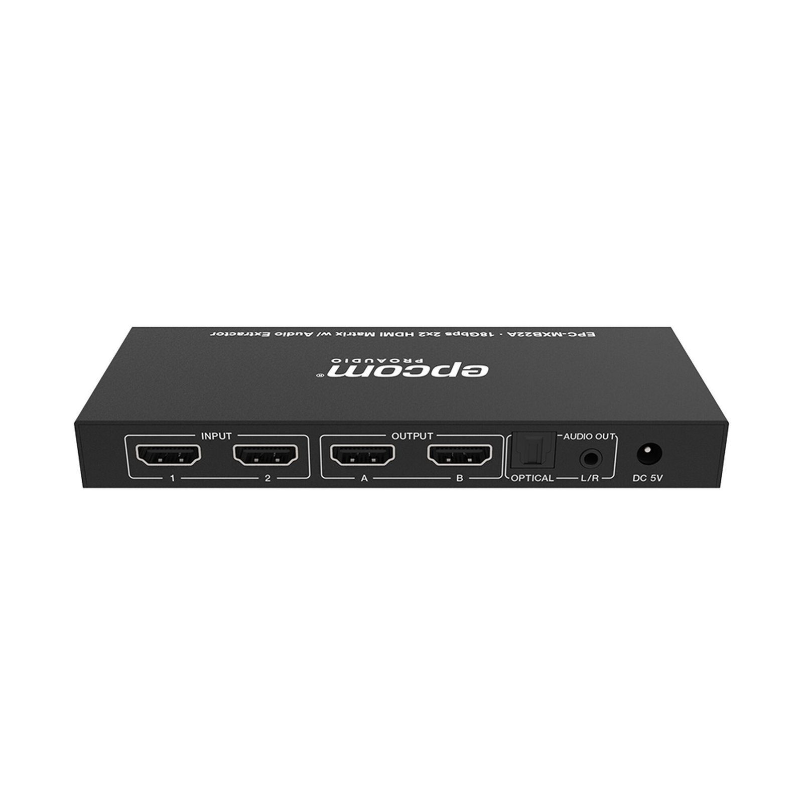 Matricial HDMI | 2×2 | 4K2K@60Hz | HDR | YCbCr 4:4:4 | EDID Auto | Extractor de Audio | Salida de audio análoga y digitalizados | HDCP 2.2 | 18 Gbps EPC-MXB22A - EPCOM PROAUDIO