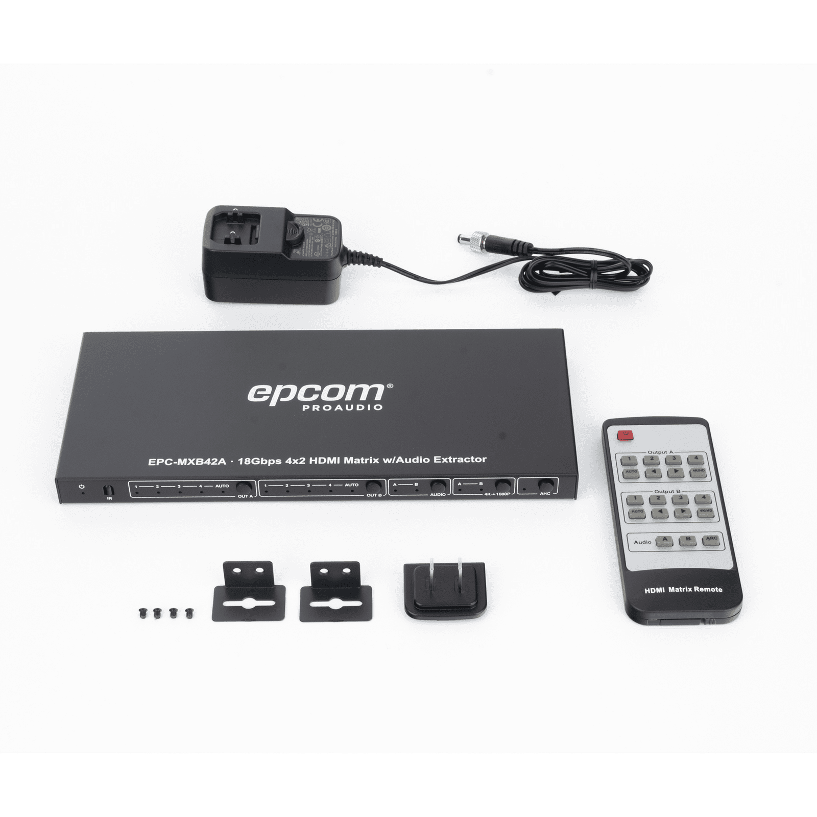 Matricial HDMI | 4×2 | 4K2K@60Hz | HDR | YCbCr 4:4:4 | EDID Auto | Extractor de Audio | Salida de audio análoga y digitalizados | HDCP 2.2 | 18 Gbps EPC-MXB42A - EPCOM PROAUDIO