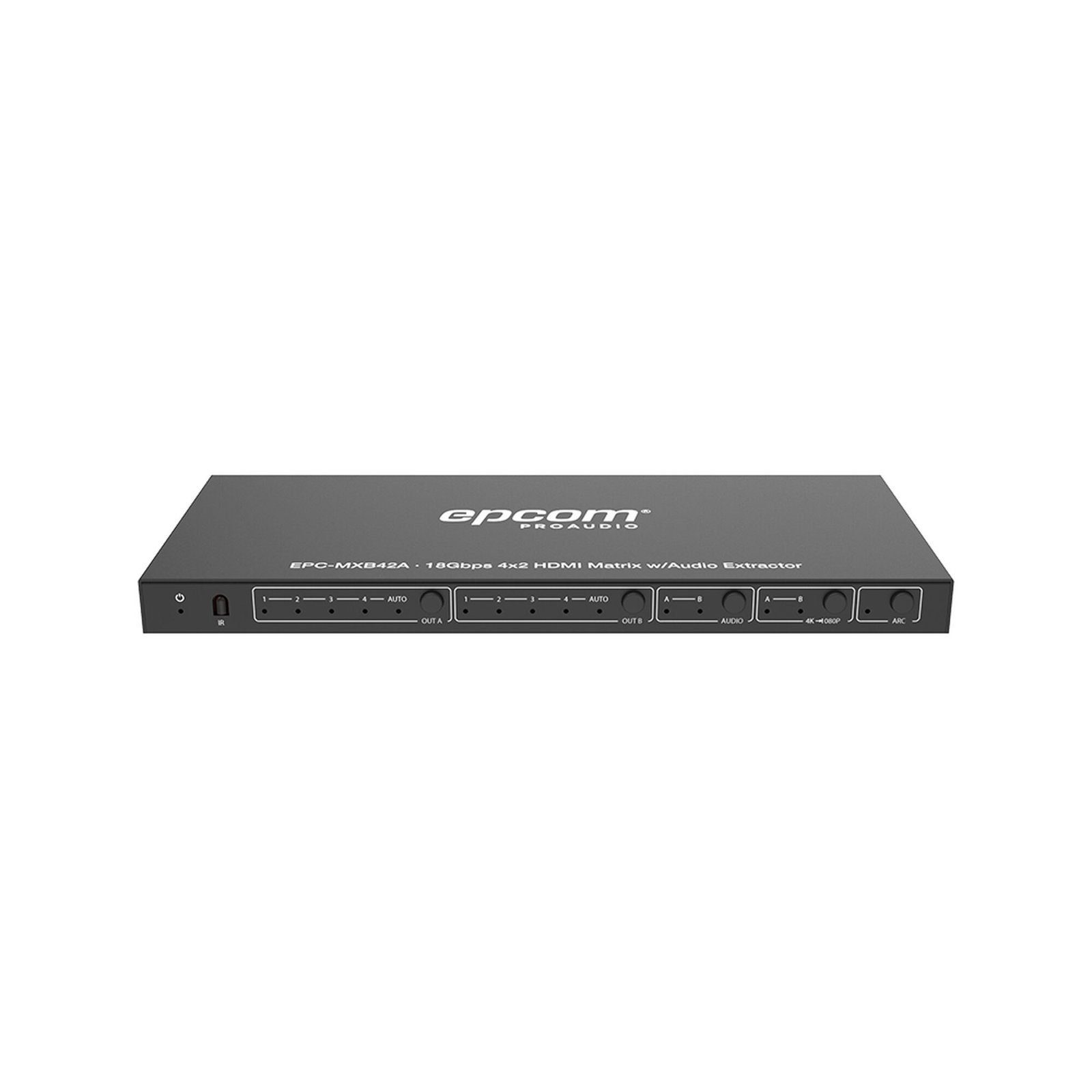 Matricial HDMI | 4×2 | 4K2K@60Hz | HDR | YCbCr 4:4:4 | EDID Auto | Extractor de Audio | Salida de audio análoga y digitalizados | HDCP 2.2 | 18 Gbps EPC-MXB42A - EPCOM PROAUDIO