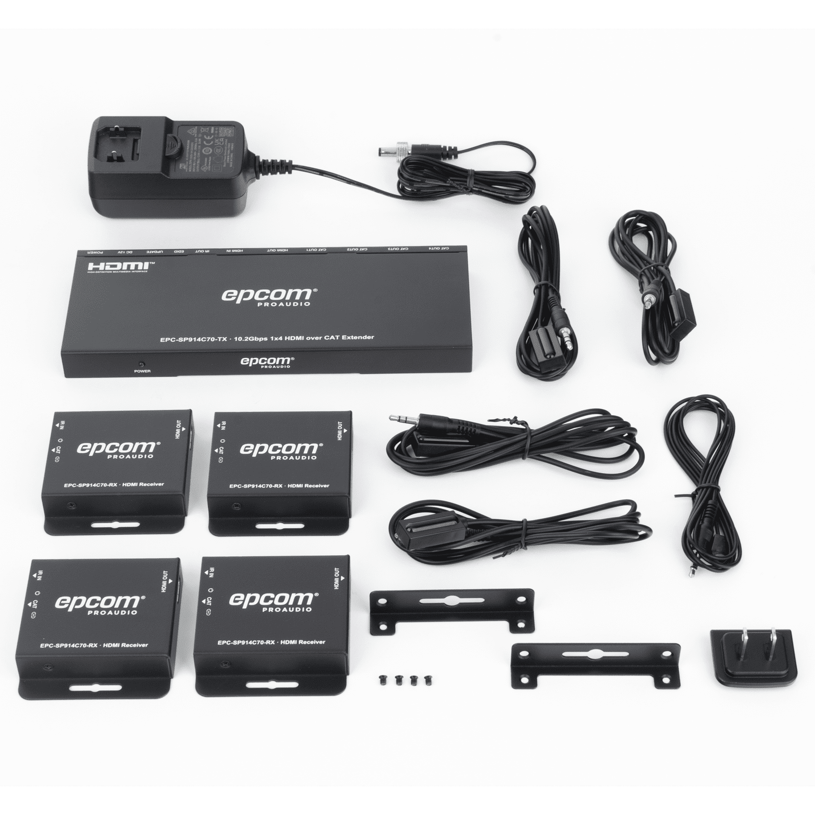 Splitter HDMI 1×4 | Extensor HDMI | 4K@30Hz 40m | 1080p@60Hz 70m | Función PoC | 4:4:4 EPC-SP914C70 - EPCOM PROAUDIO