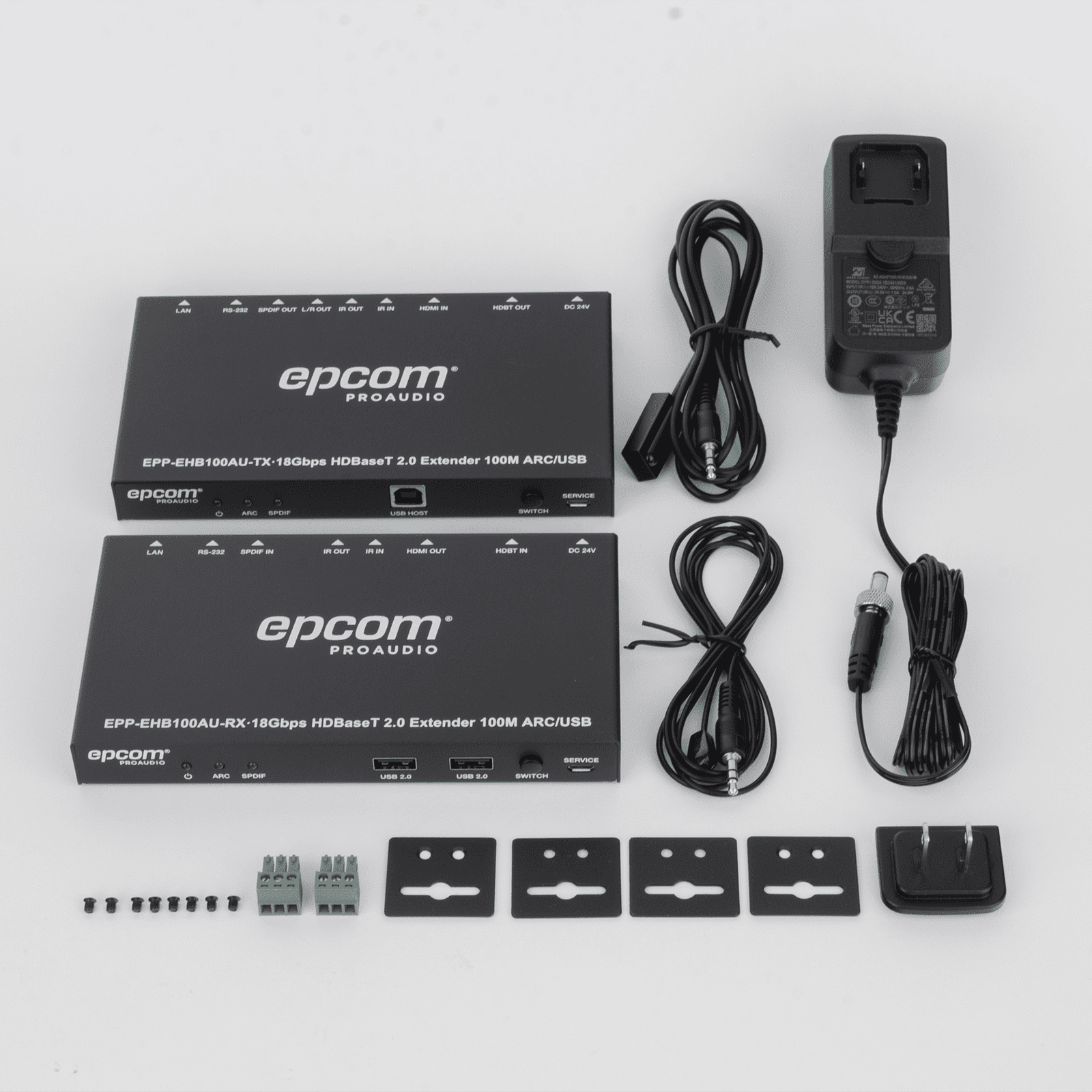 Kit Extensor HDMI | 4K2K@60HZ | HDR 4:4:4 | HDBaseT | 100M | Salida de Audio | HDCP 2.2 | IR Bidireccional | Admite la función USB KVM EPP-EHB100AU - EPCOM PROAUDIO