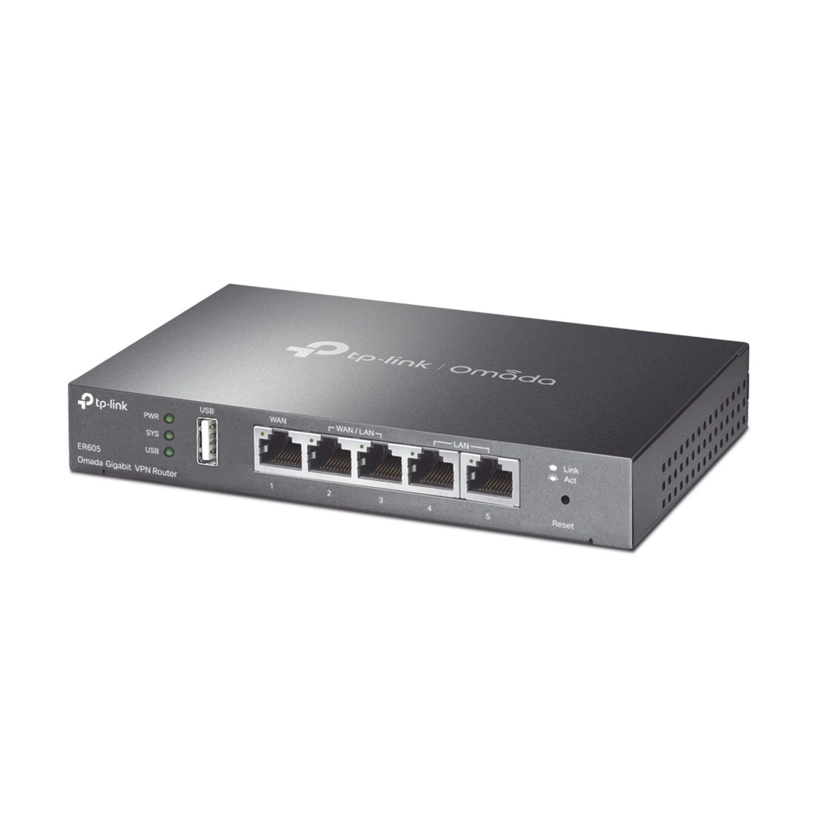 Router Omada VPN / SDN Multi-WAN Gigabit / 1 Puerto WAN Gigabit / 2 Puertos LAN Gigabit / 2 Puertos configurables LAN/WAN / 150,000 Sesiones Concurrentes / Administración Centralizada OMADA o Stand-Alone / 1 Puerto USB 2.0 ER605 - TP-LINK
