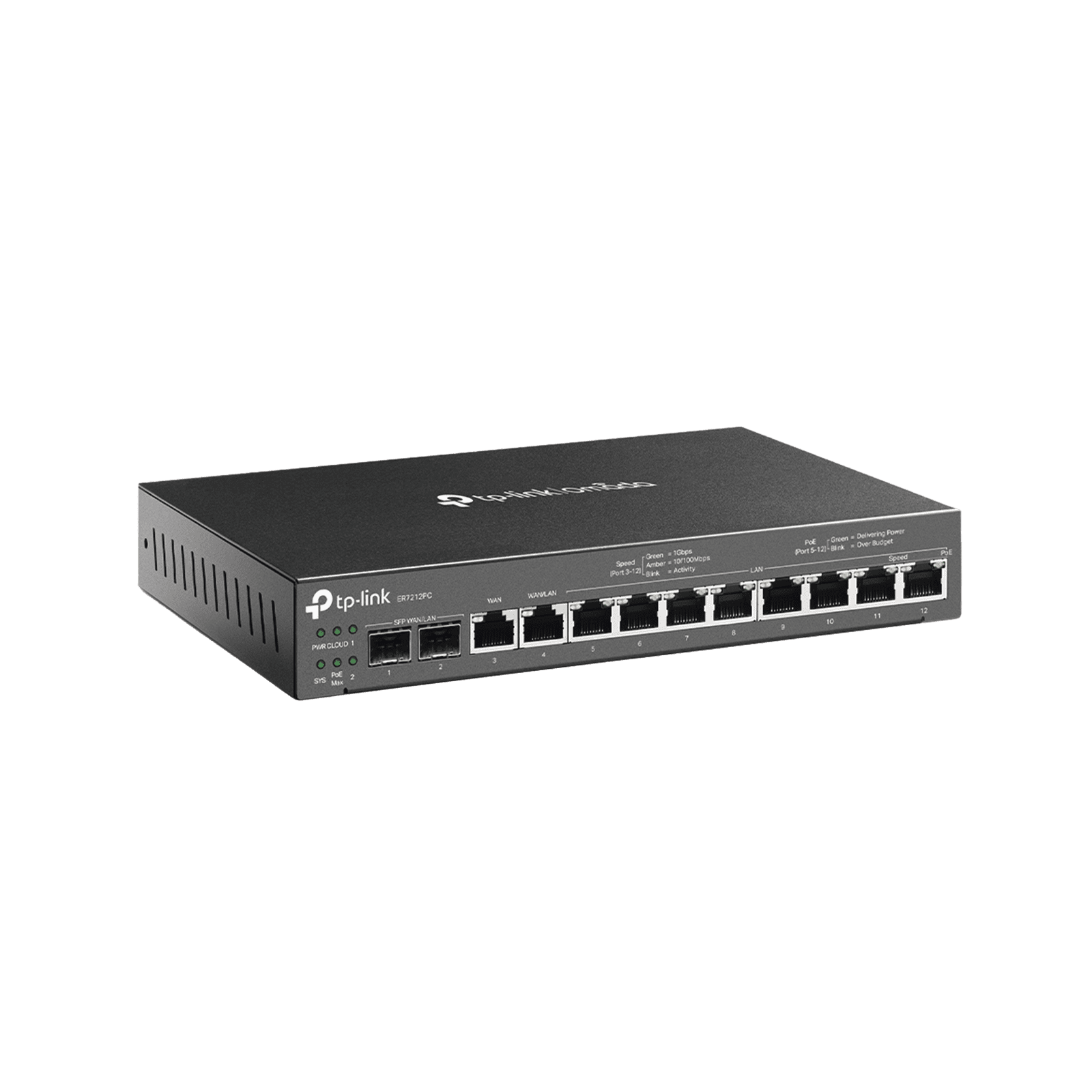 Router Omada VPN / SDN Multi-WAN 1G / Switch con PoE y Controlador  / 2 puerto WAN/LAN SFP 1G / 1 Puerto RJ45 WAN / 1 Puerto WAN/LAN RJ45 / 8 Puertos PoE+ LAN RJ45 /  24,980 Sesiones Concurrentes / Administración por Controlador Omada o Stand-Alone ER7212PC - TP-LINK