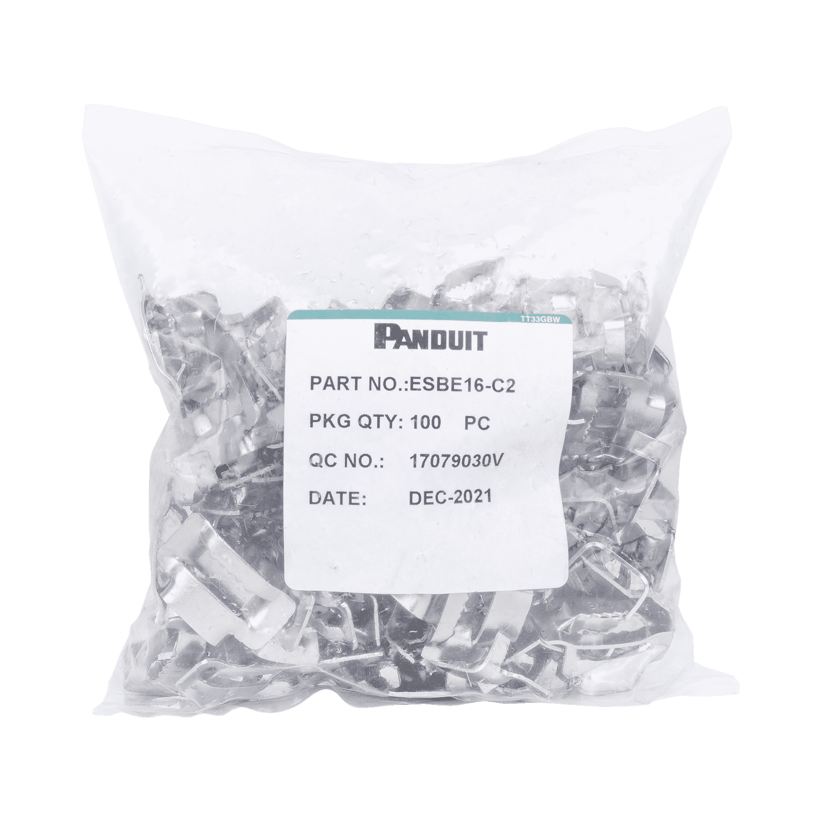 Hebillas PanSteel™ de Acero Inoxidable 201, Para Uso con Fleje ESW16T76-CR2 de 5/8, Paquete de 100pz ESBE16-C2 - PANDUIT