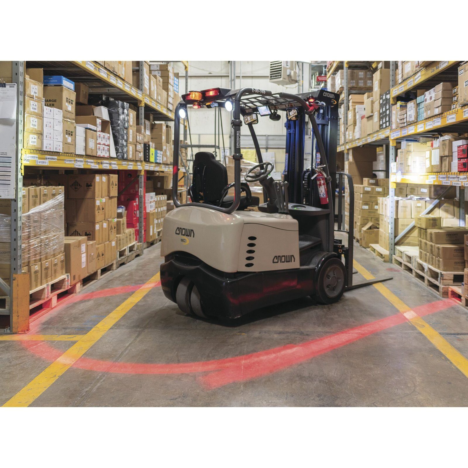 Luz LED límite de arco color rojo, para zonas de trabajo en montacargas y vehiculos EW2030R - ECCO