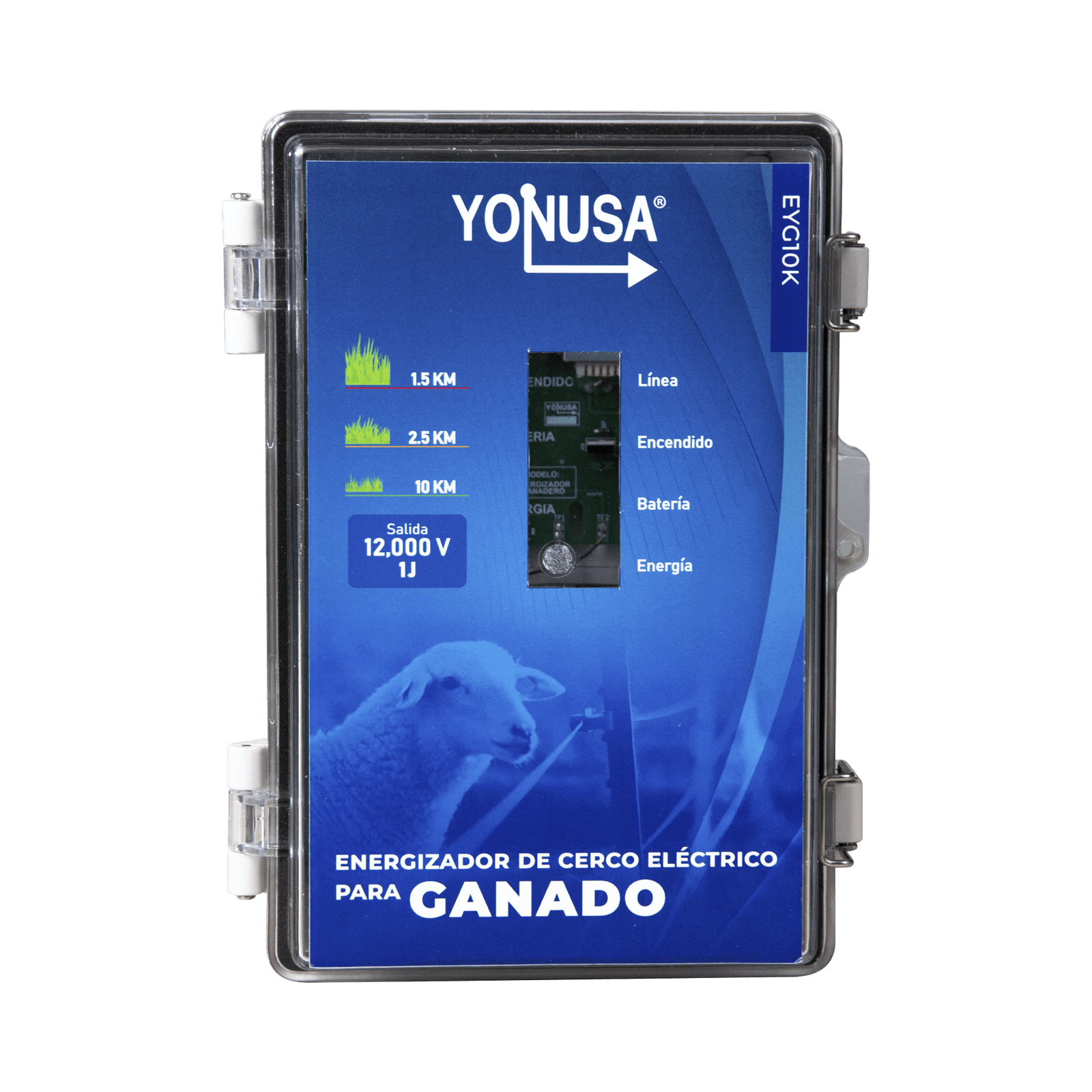 Energizador para Ganado 10,000Volts-2JOULES/ 25,000 metros lineales de protección / Cercas Electrificadas SYSGAN25K - YONUSA