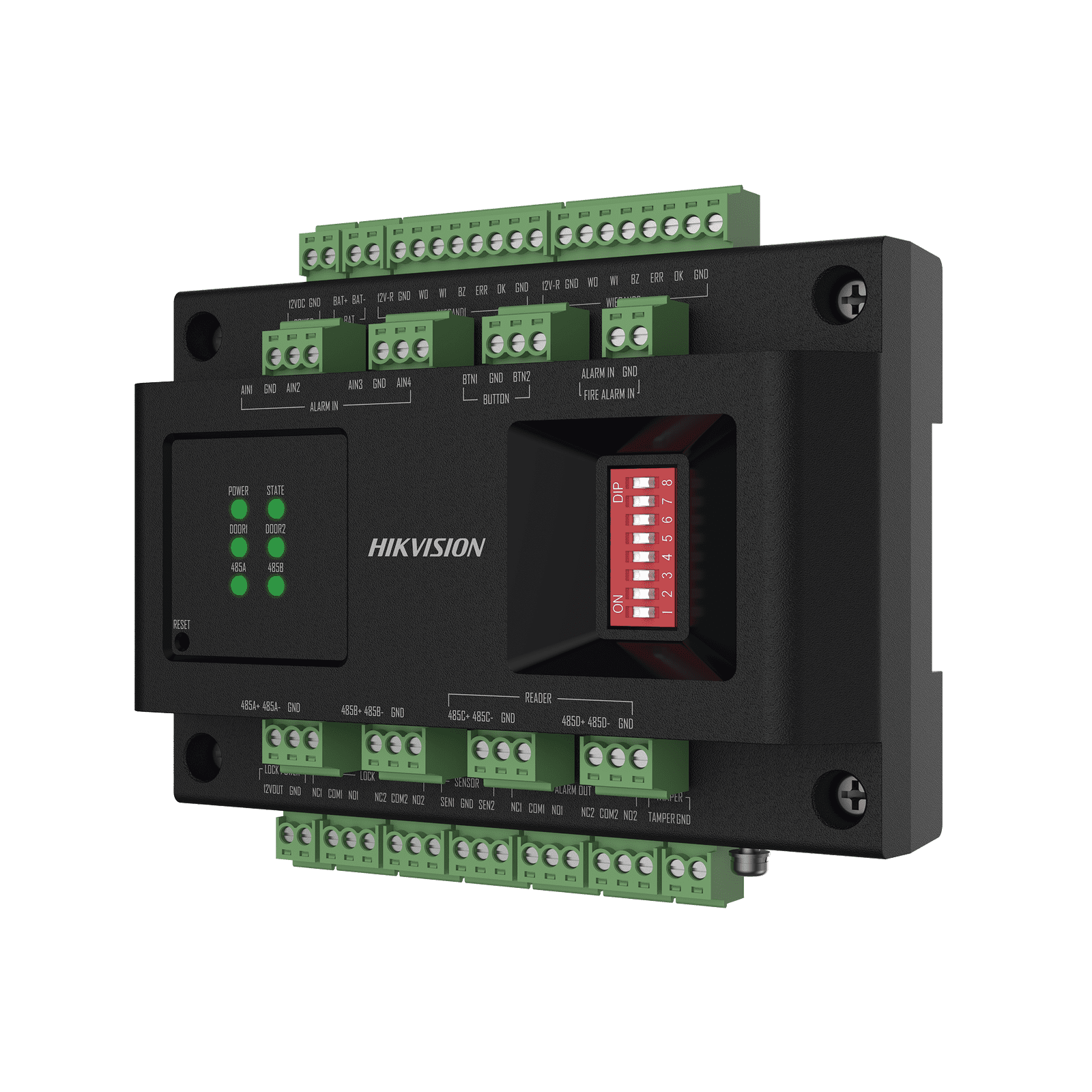 Expansor de 2 Puertas para Paneles de Control de Acceso DS-K27 Series / Comunicación RS-485 / 4 Entradas y 2 Salidas Auxiliares DS-K2M002X - HIKVISION