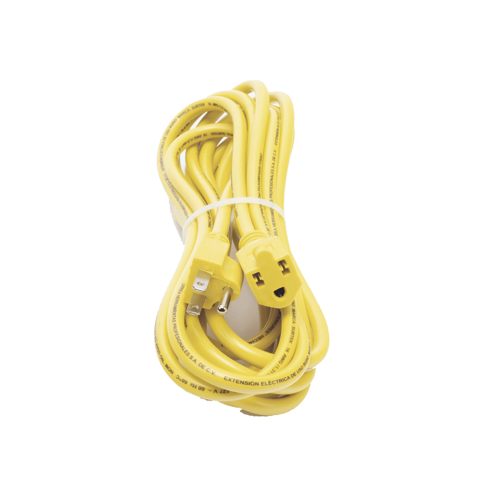 Extensión Eléctrica de Uso Rudo Aterrizada 5 metros /127 V CA 10 A Máximo / Color Amarillo. SYS-136171 - SURTEK
