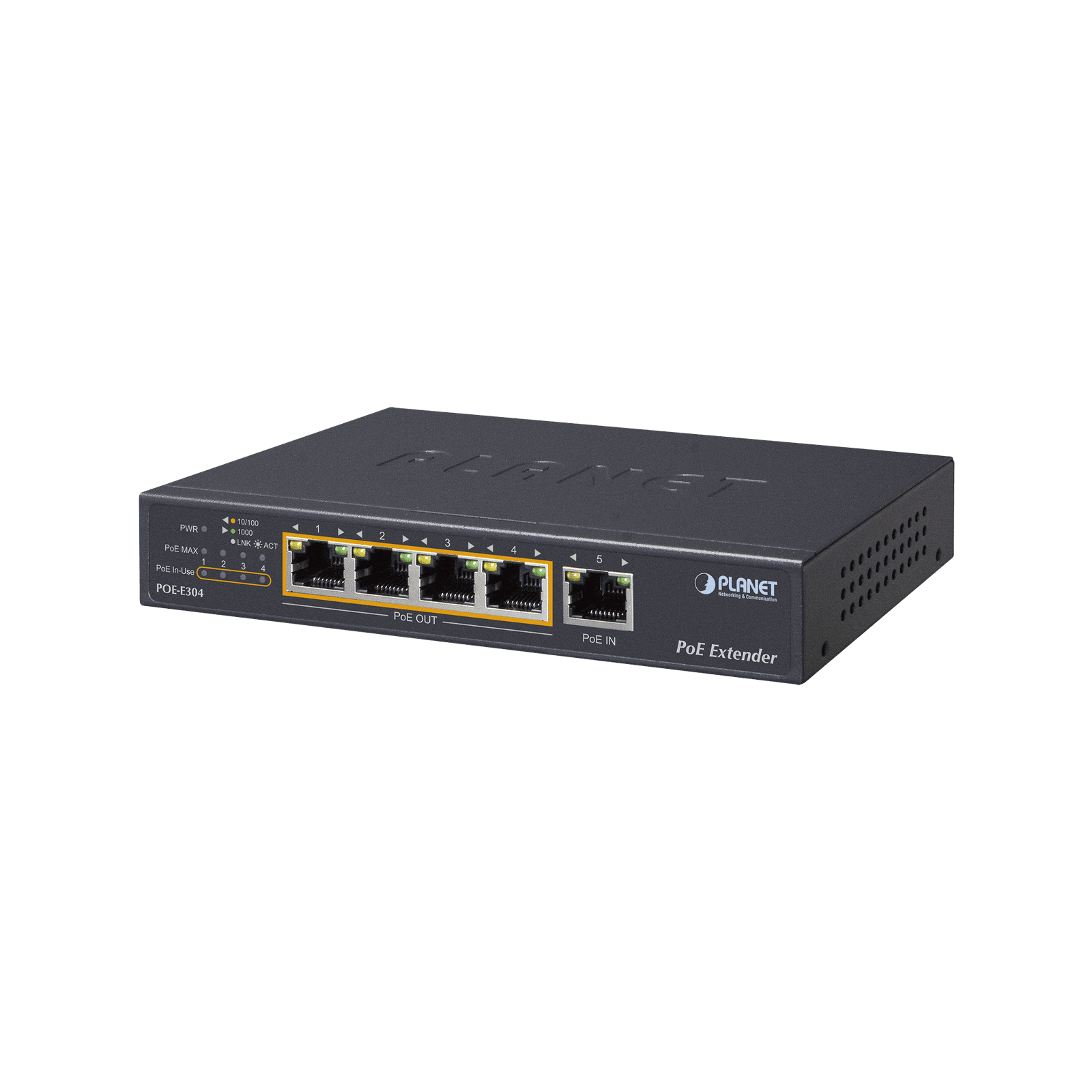 Extensor Ultra PoE de 65 Watts Con 4 Puertos Gigabit de Salida 802.3 af/at POE-E304 - PLANET