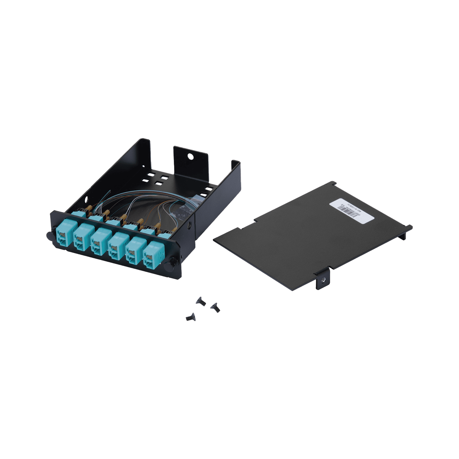 Placa Acopladora de Fibra Óptica FAP, Con 12 Pigtails y 6 Conectores LC Duplex (12 Fibras), Para Fibra Multimodo OM3/OM4, Color Aqua FCSZO-12-10P - PANDUIT