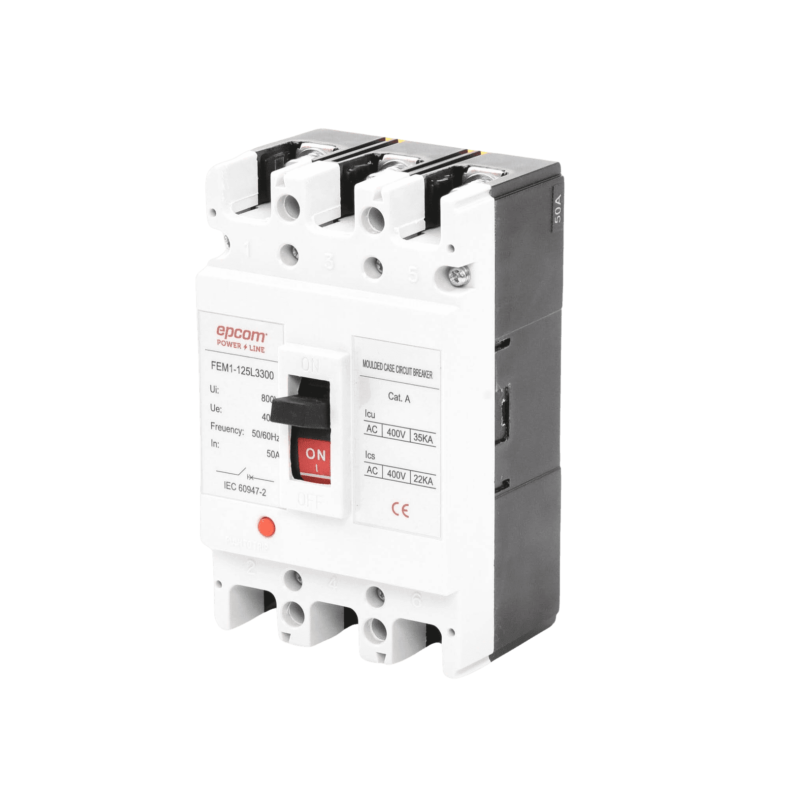 Protección Térmica 3P, 50A, Corriente Alterna 690 V CA Trifásica. FEM11253P50A - EPCOM POWERLINE
