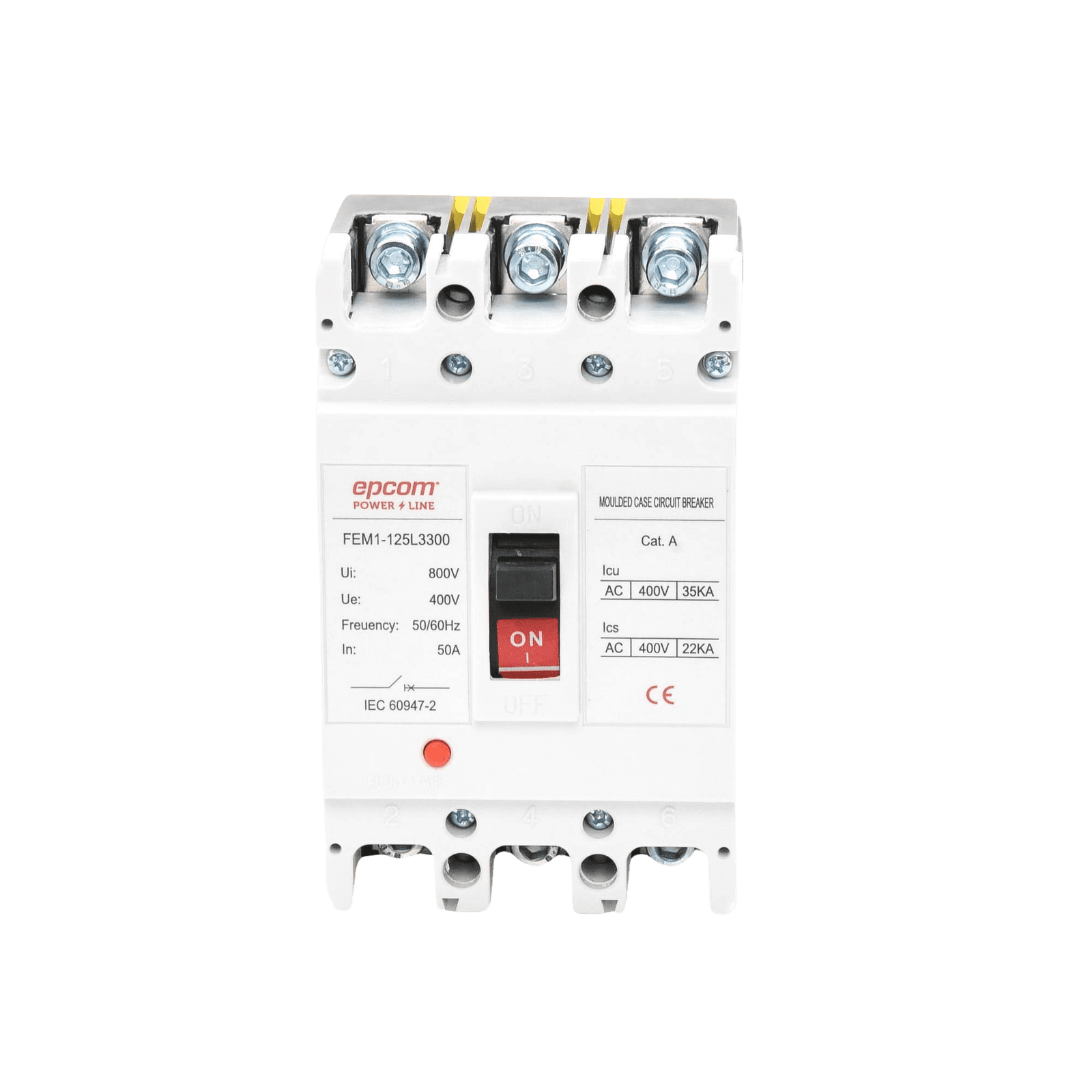 Protección Térmica 3P, 50A, Corriente Alterna 690 V CA Trifásica. FEM11253P50A - EPCOM POWERLINE