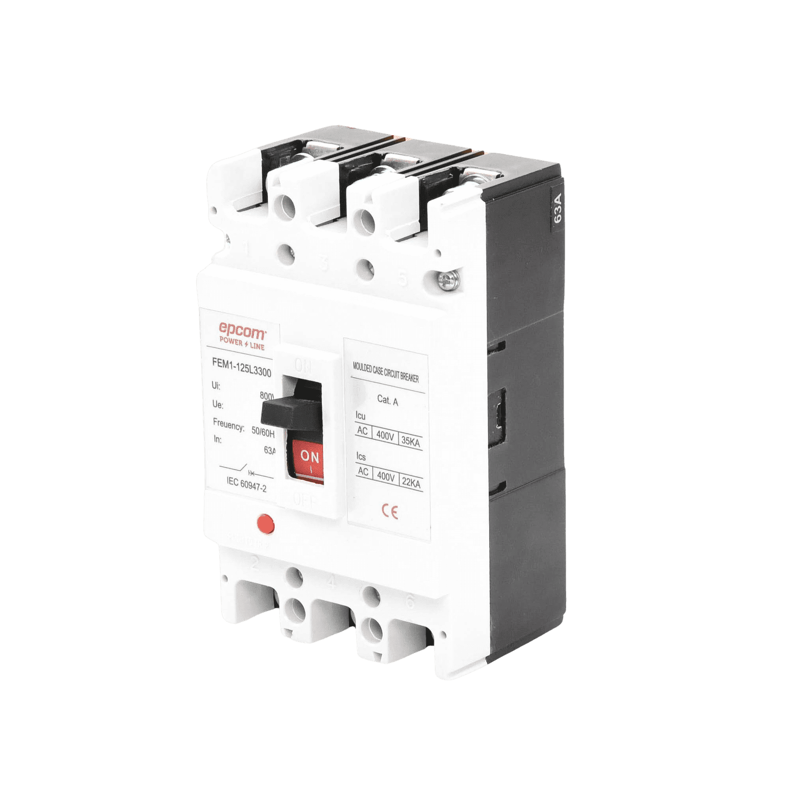 Protección Térmica 3P, 63A, Corriente Alterna 690 V CA Trifásica. FEM11253P63A - EPCOM POWERLINE