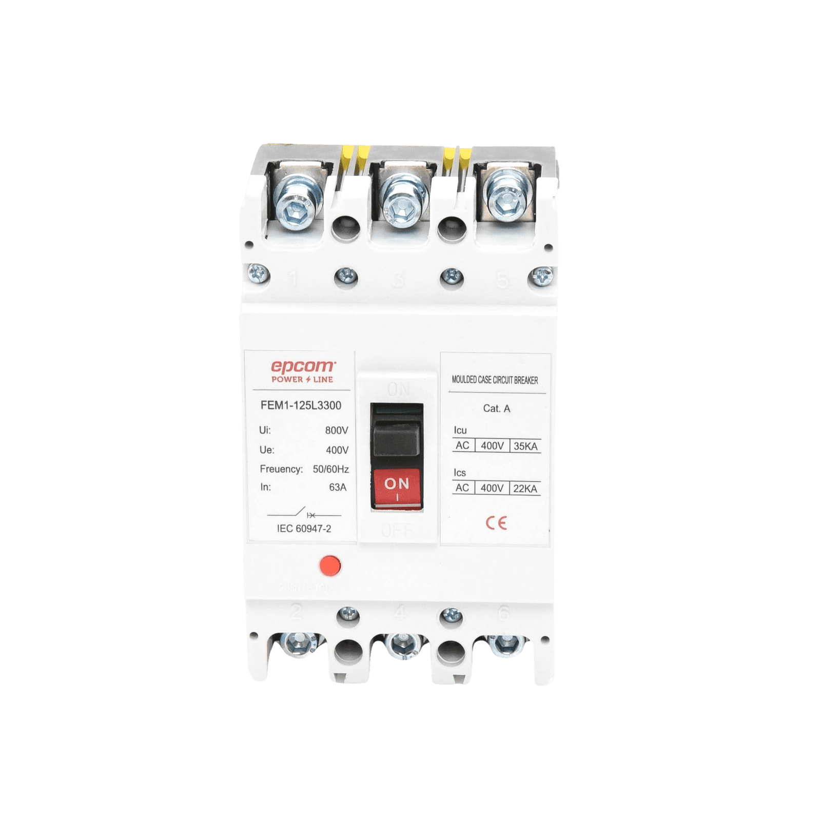 Protección Térmica 3P, 63A, Corriente Alterna 690 V CA Trifásica. FEM11253P63A - EPCOM POWERLINE