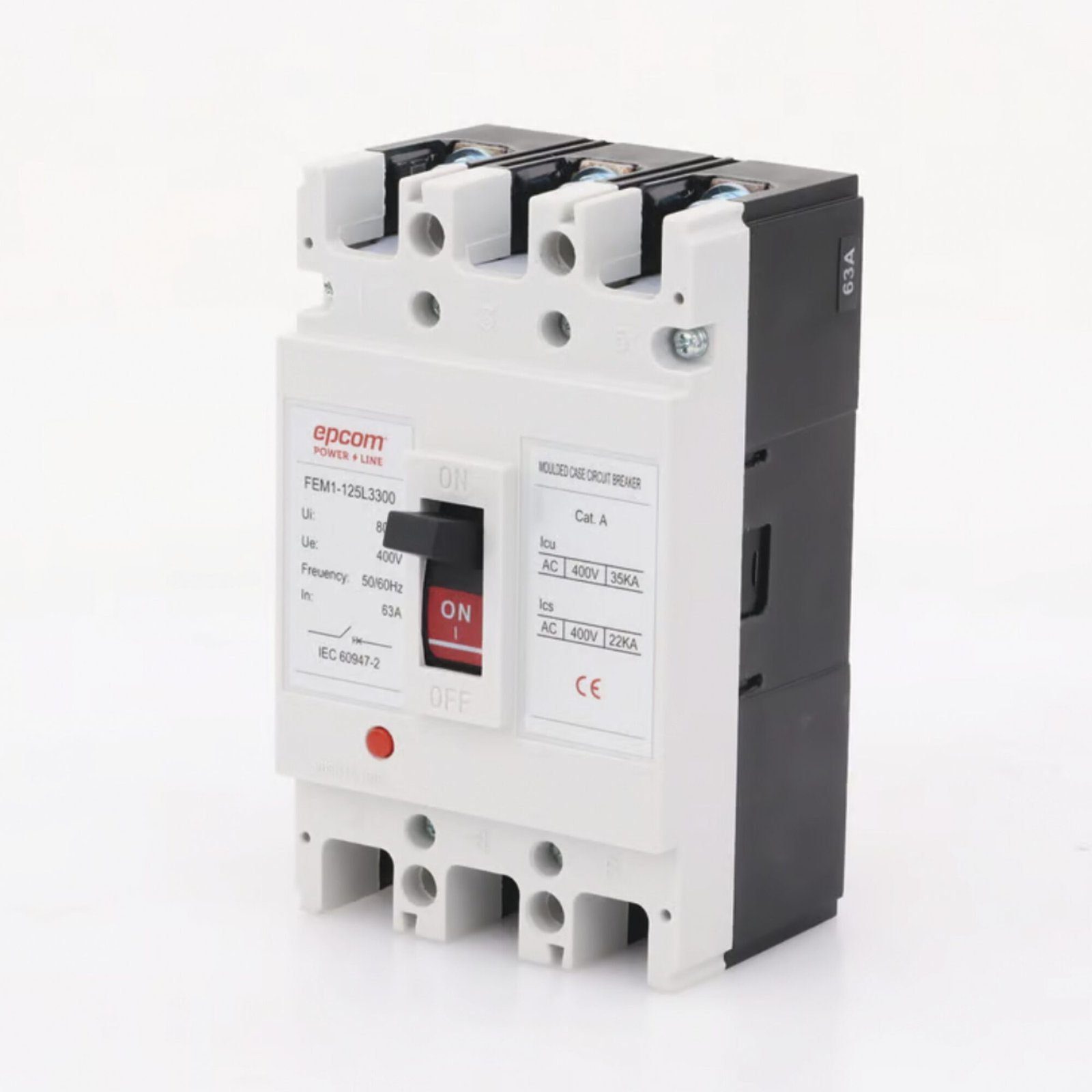 Protección Térmica 3P, 63A, Corriente Alterna 690 V CA Trifásica. FEM11253P63A - EPCOM POWERLINE