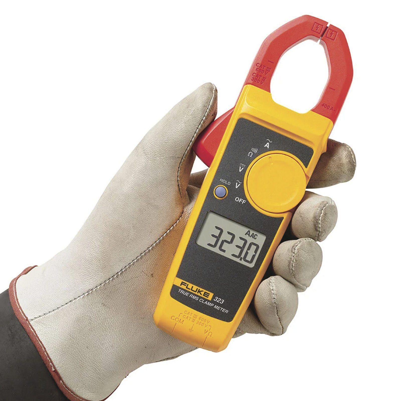 Amperimetro de Gancho de Verdadero Valor Eficaz (True RMS), Medida de Corriente en CA de 400 A y Tensión en CA y CC de 600V FLUKE-323 - FLUKE