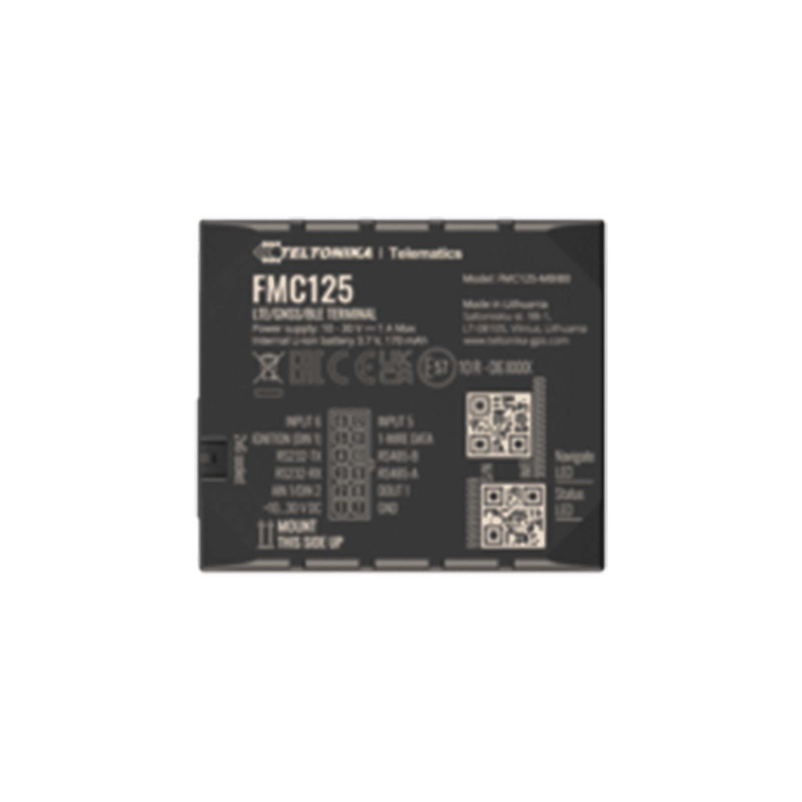 Avanzado Rastreador Vehicular (GPS) 4G LTE CAT 1 y 2G / Identificación de Conductores / Bloqueo Remoto / Detección de Jammer / Sensores Bluetooth / Múltiples I/O / Doble Sim / RS485 / RS232 / DualCam FMC125 - TELTONIKA