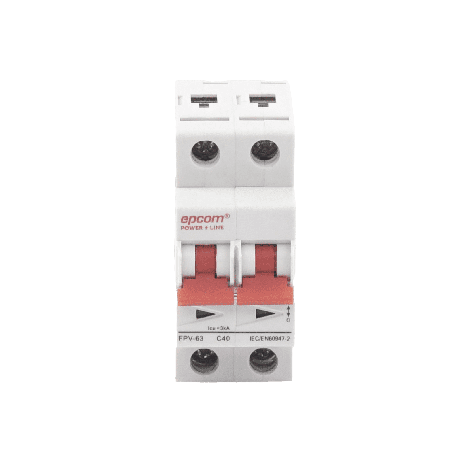 Protección Térmica/ Interruptor 2P, 40 A, Corriente Directa 800 Vcc para Aplicación Fotovoltaica Montaje Riel DIN FPV632PC40 - EPCOM POWERLINE