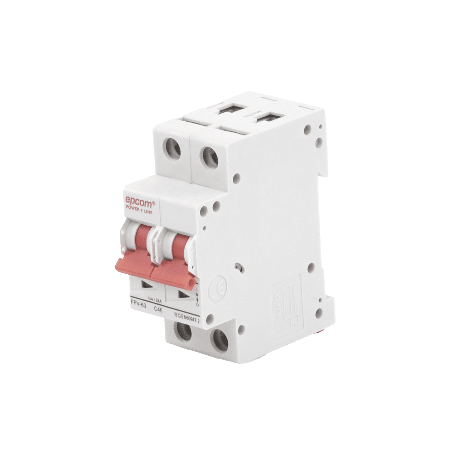 Protección Térmica/ Interruptor 2P, 40 A, Corriente Directa 800 Vcc para Aplicación Fotovoltaica Montaje Riel DIN FPV632PC40 - EPCOM POWERLINE
