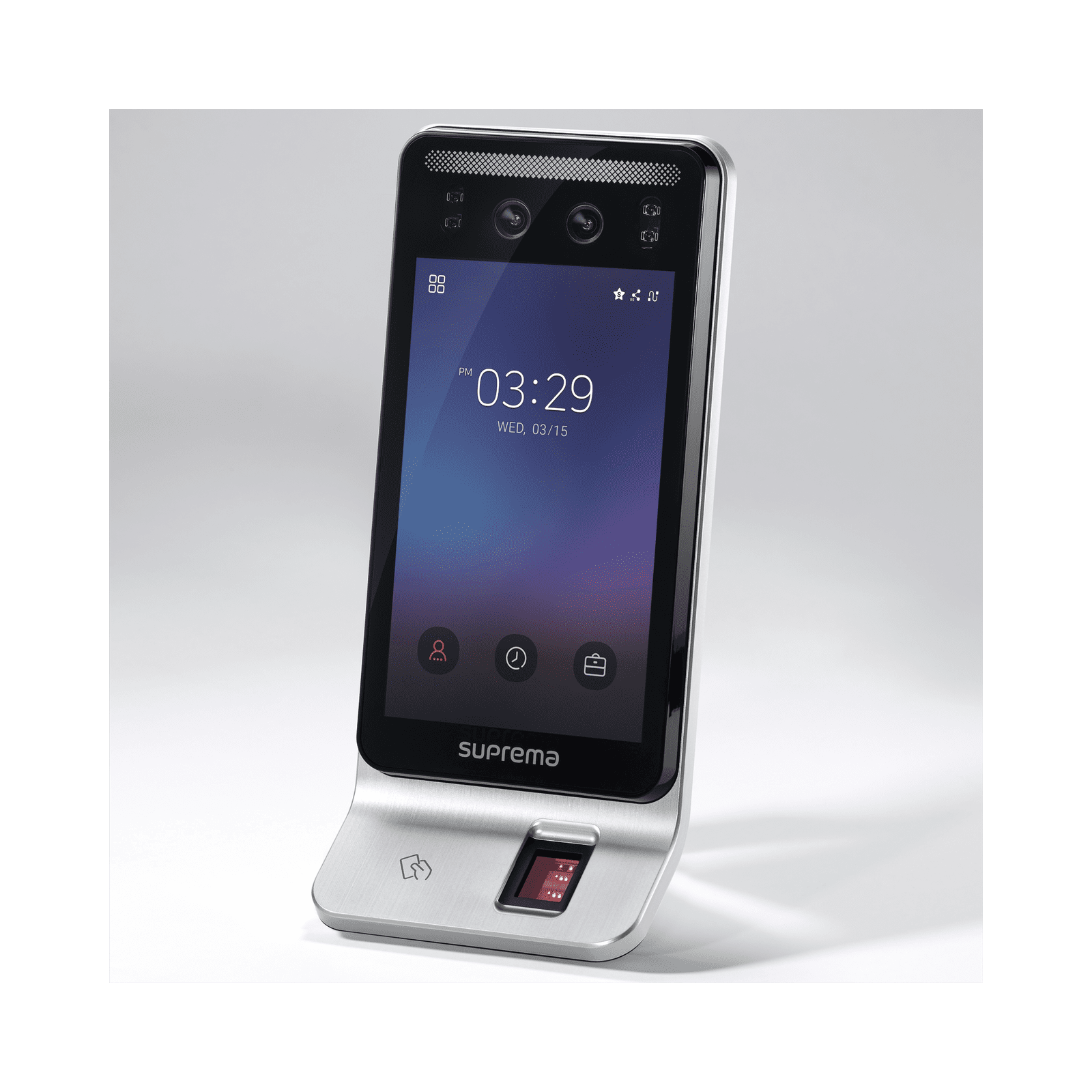 Lector Multi-tecnologia con detector de cubrebocas- Reconocimiento Facial, Huella, Tarjeta Móvil y lector de RFID(125kHz EM & 13.56 Mhz MIFARE)  Compatible con BioStar2,  Uso para Control de Acceso y Asistencia FSF2ODB - SUPREMA