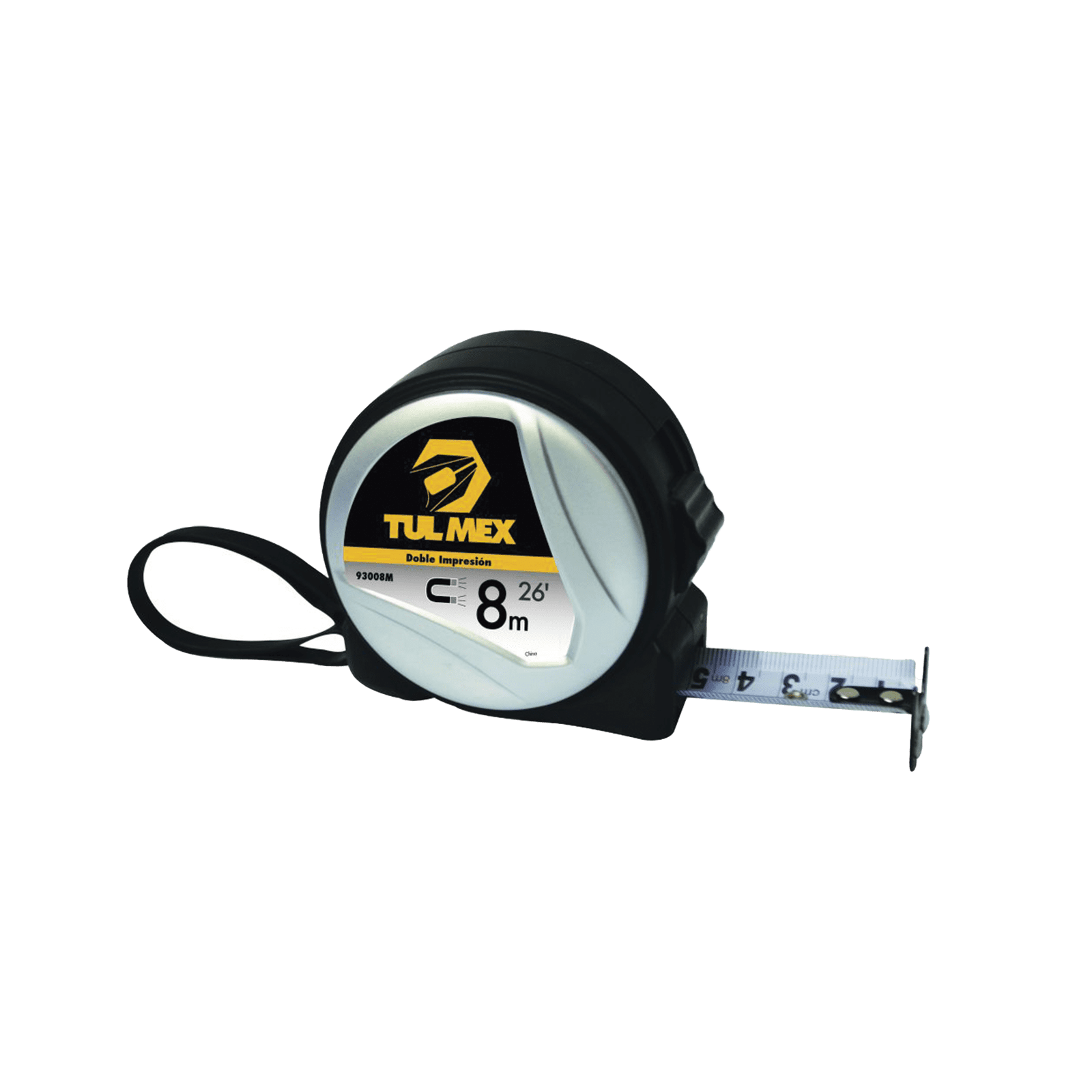 Flexómetro Magnético(Cinta de Medir) de 8 metros, Graduada por Ambos Lados. Con Botón de Freno 93008M - TULMEX