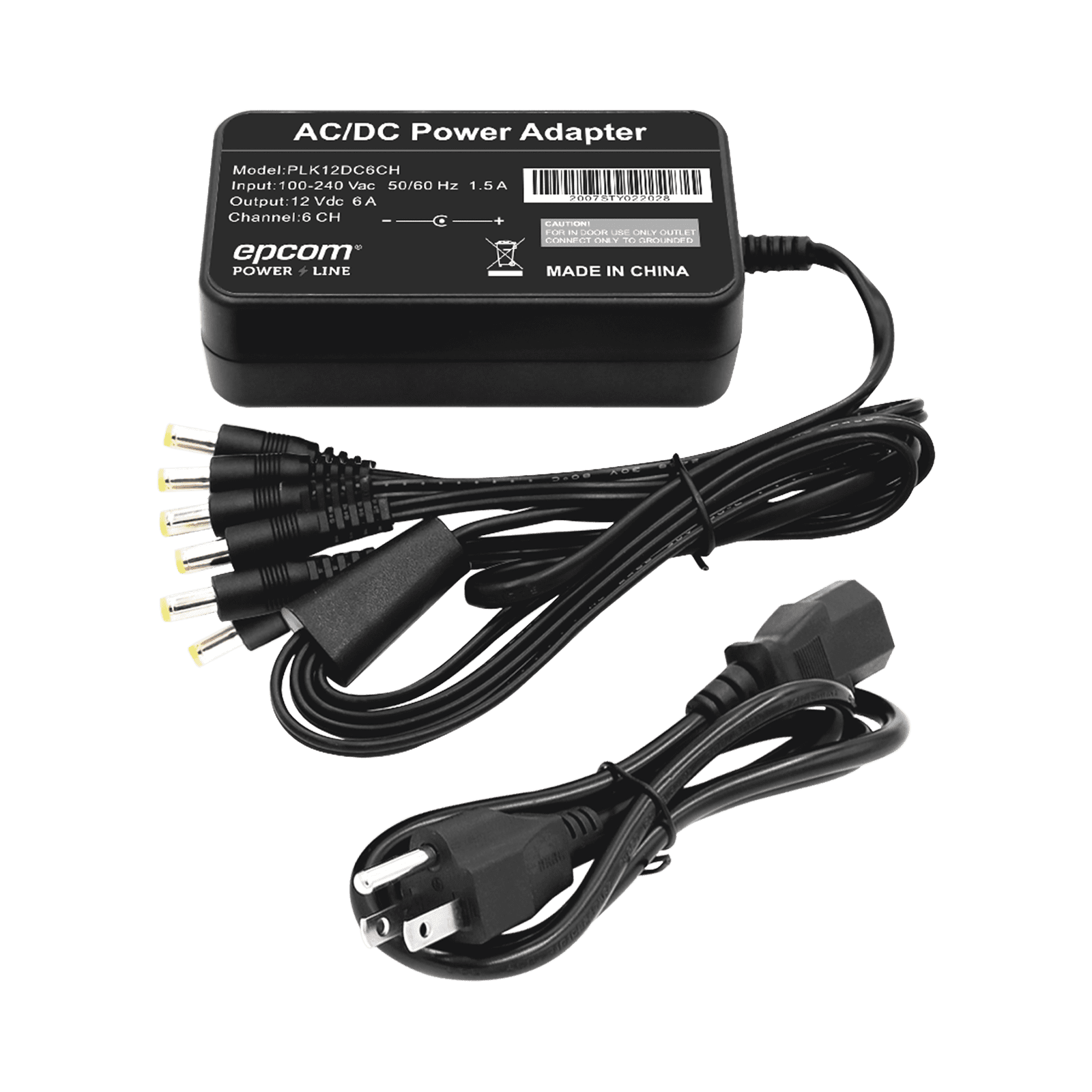 Fuente de Alimentación de 6 Salidas tipo Jack Macho de 12 Vcc / 6 Amper PLK12DC6CH - EPCOM POWERLINE