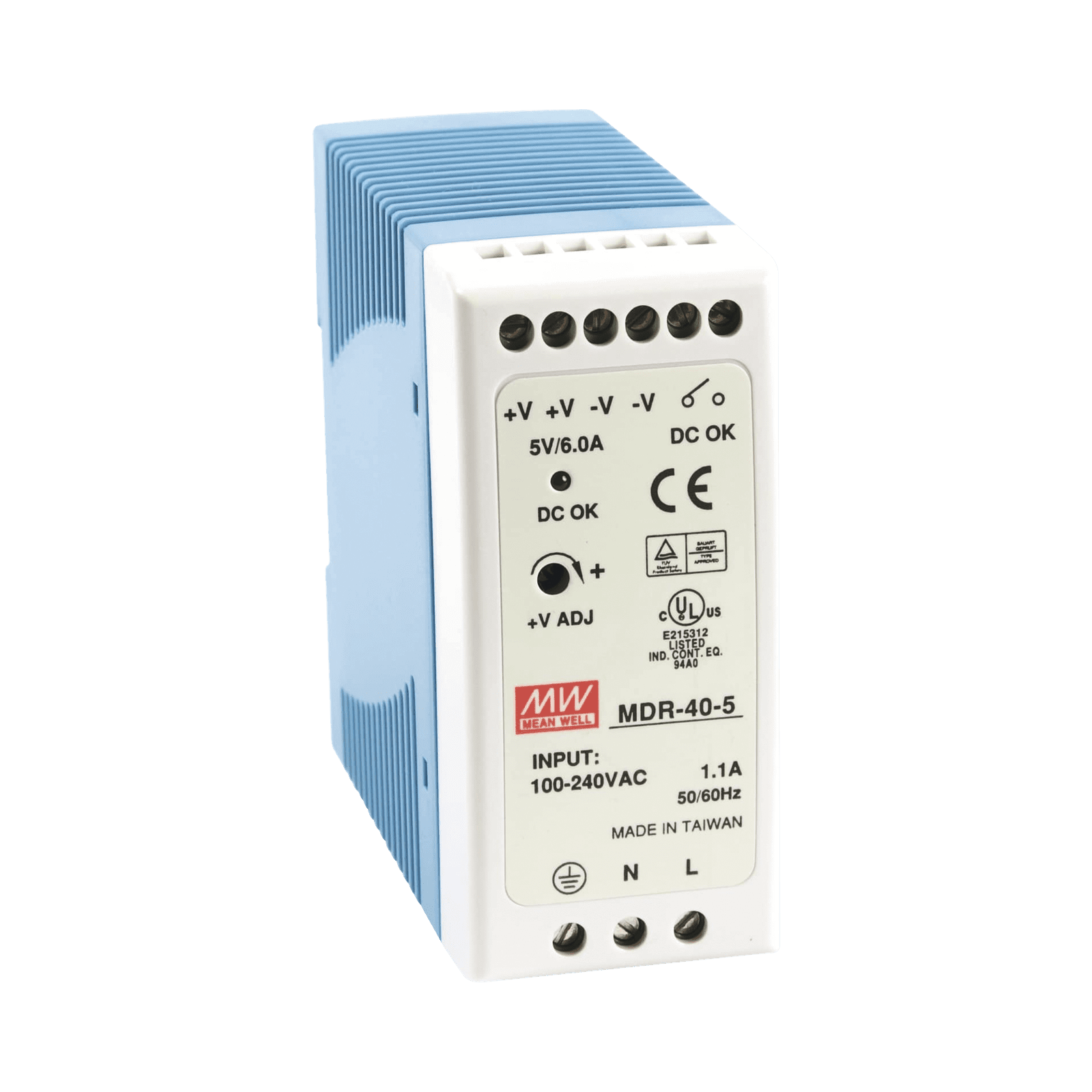 Fuente de poder Industrial Riel Din 5Vcc, 40W MDR-40-5 - MEANWELL