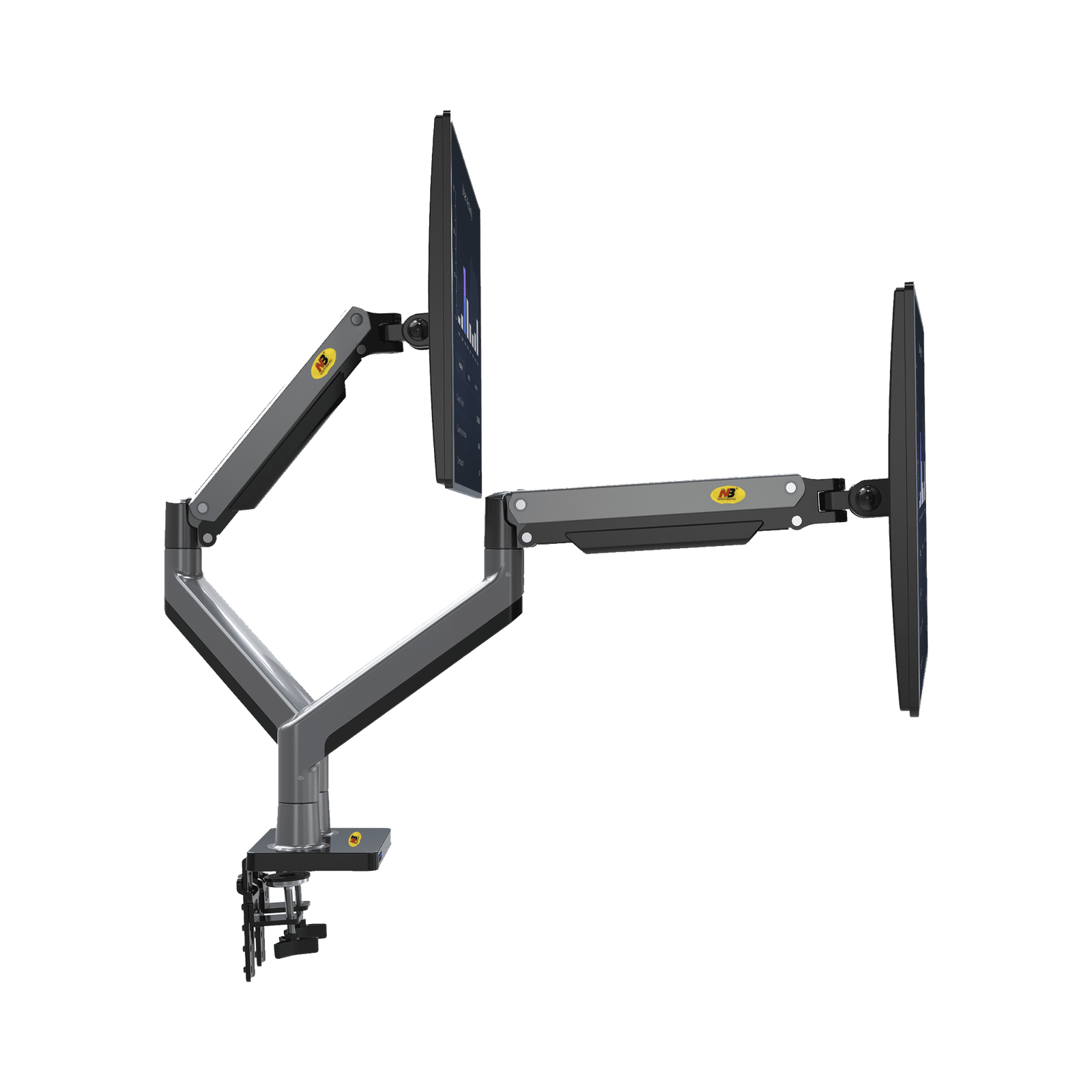 Montaje de Escritorio articulado para 2 monitores de 22″-32″ / Soporta hasta 15 kg x brazo / Vesa 75 x 75 / 100 x 100 / Acero / Giro: 360° G35NB - EPCOM