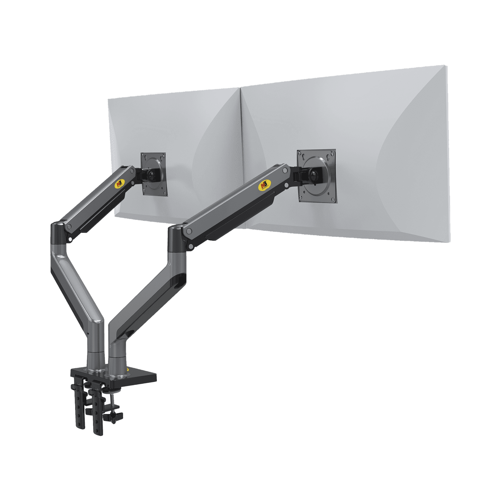 Montaje de Escritorio articulado para 2 monitores de 22″-32″ / Soporta hasta 15 kg x brazo / Vesa 75 x 75 / 100 x 100 / Acero / Giro: 360° G35NB - EPCOM