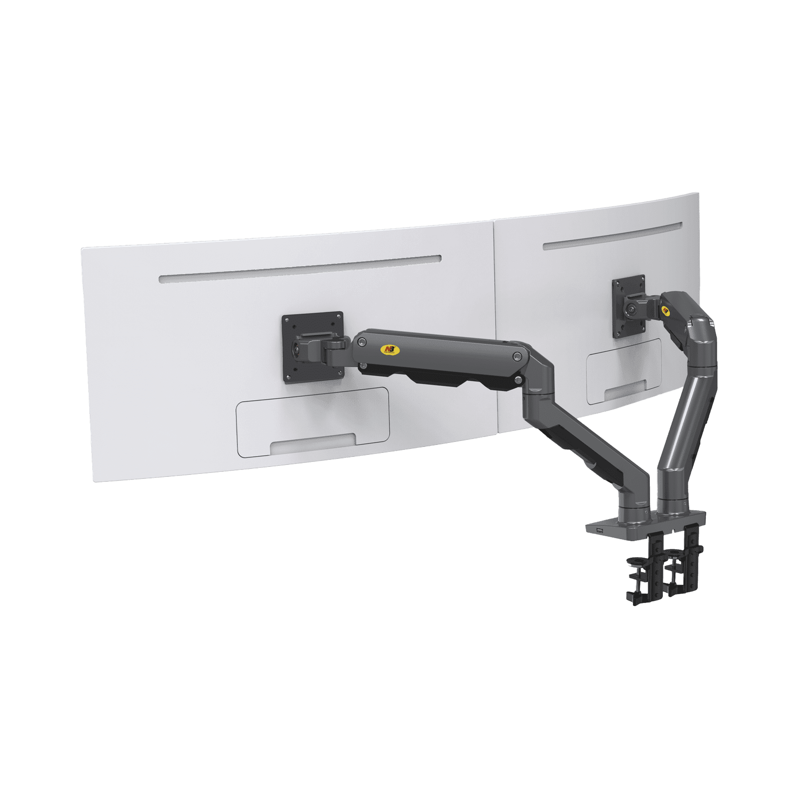 Montaje de Escritorio articulado para 2 monitores de 27-34″ /  Soporta hasta 16 kg  por brazo/ Vesa 75 x 75 / 100 x 100 / Acero / Giro: 360° G65-NB - EPCOM