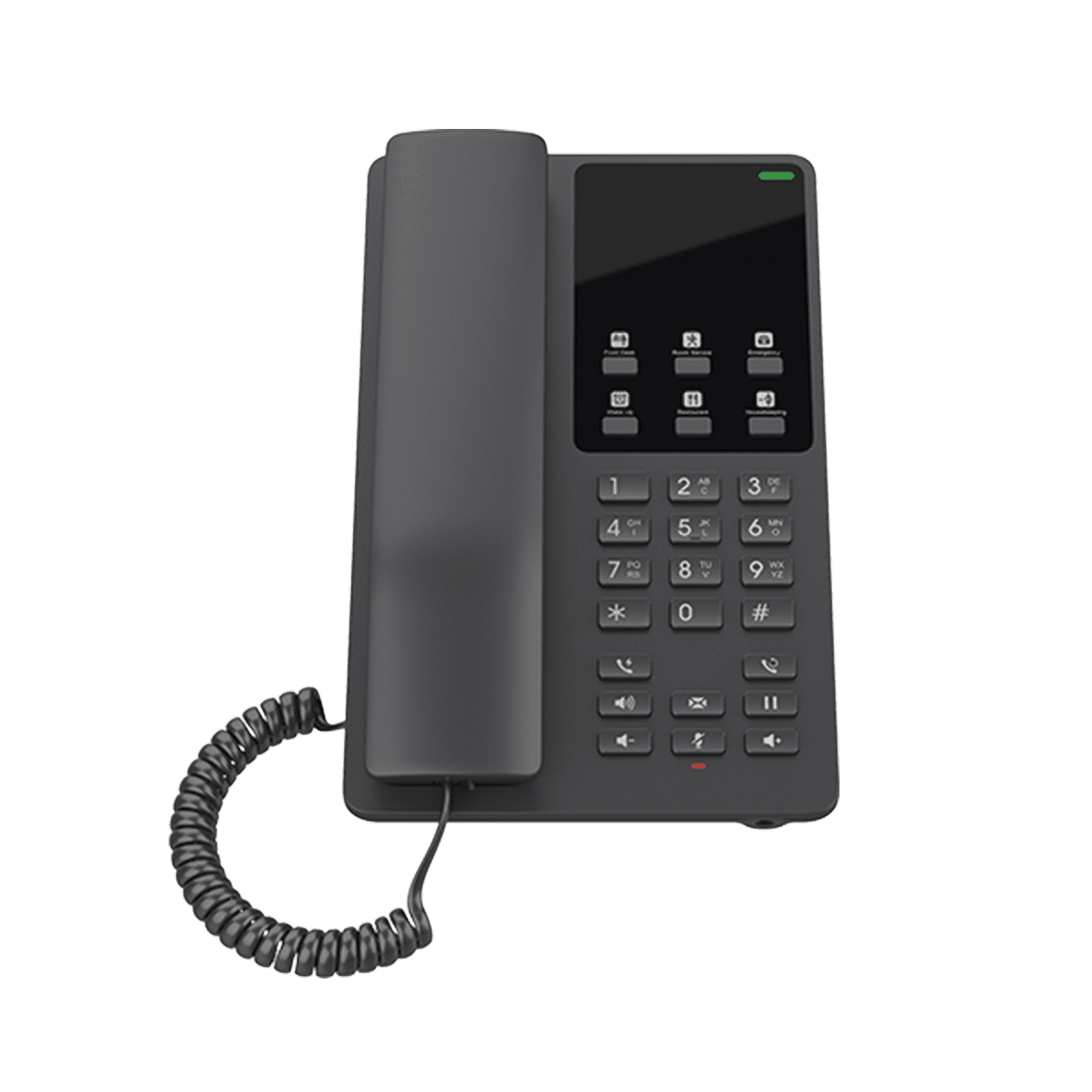 Teléfono IP Hotelero Wi-Fi, 2 líneas SIP con 2 cuentas, codec Opus, IPV4/IPV6, color negro, con gestión en la nube GDMS GHP621W - Grandstream